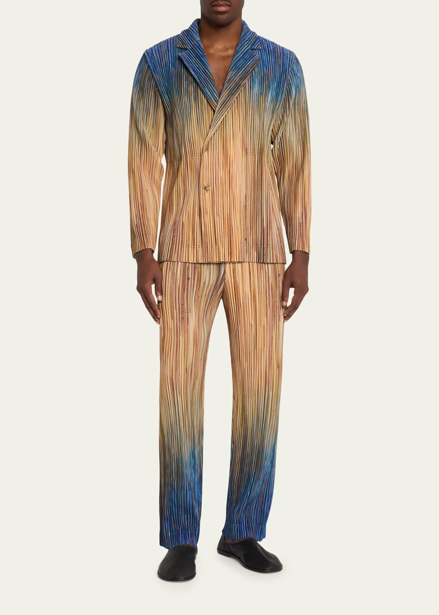 Homme Plisse Issey Miyake Men's Paintbrush Agate-Print Pleated