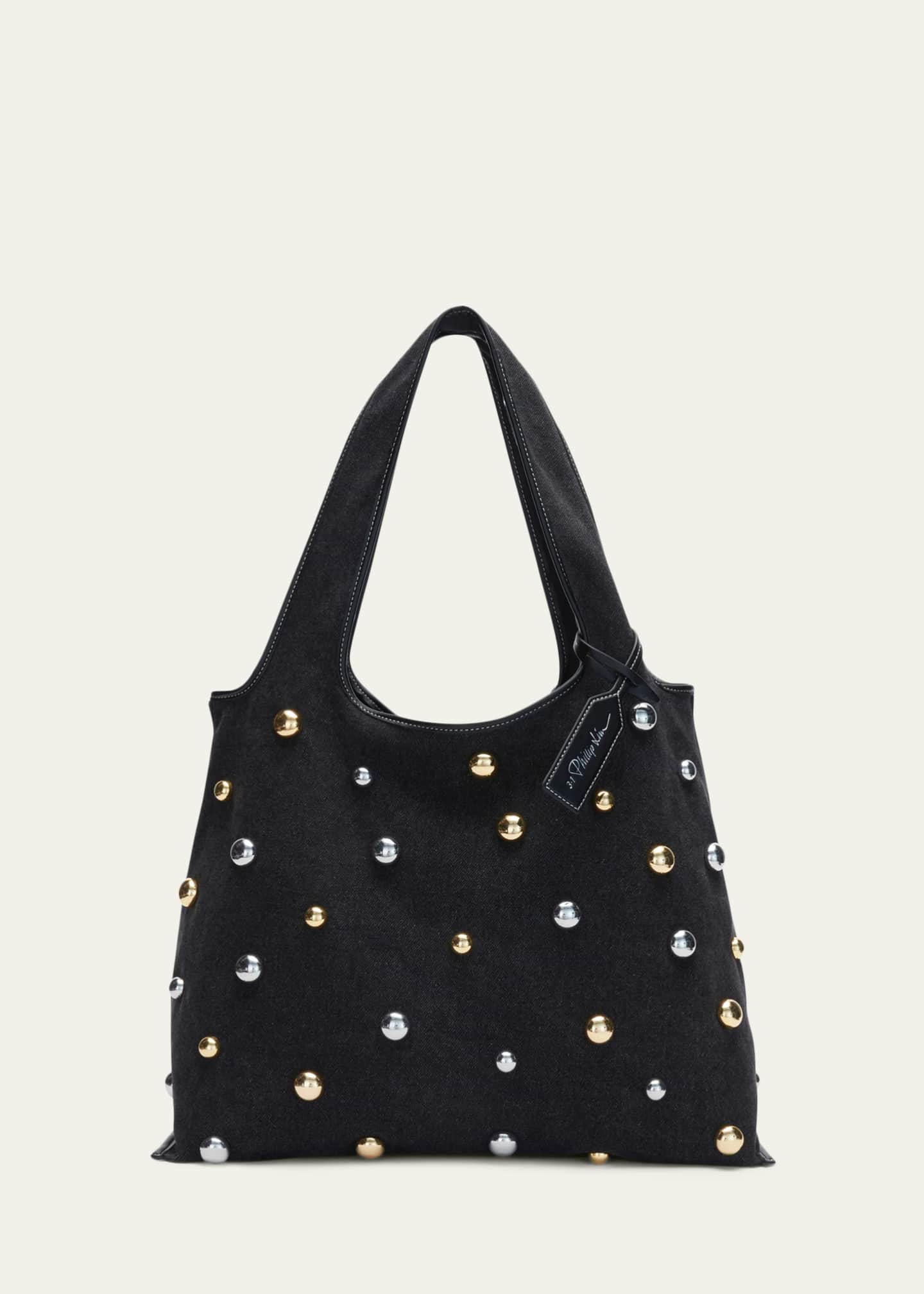 3.1 Phillip Lim Studded Washed Denim Market Tote Bag - Bergdorf