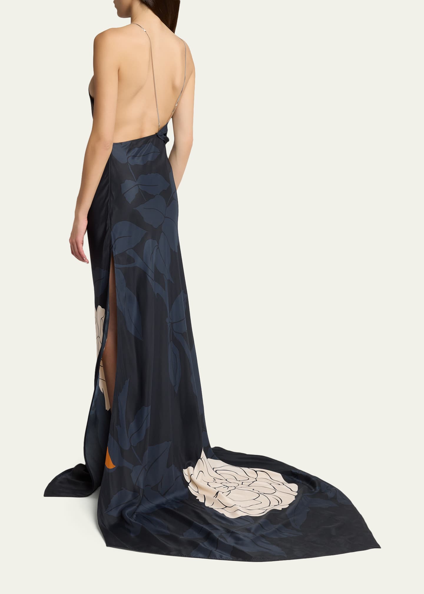 victoria beckham backless dress Victoria Beckham Asymmetric Draped Sleeveless Satin Midi Dress