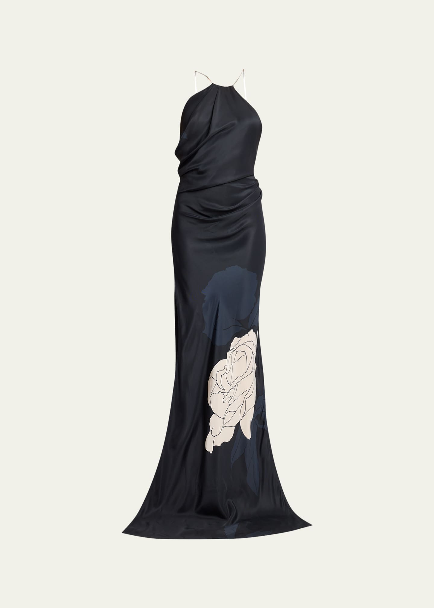 victoria beckham backless dress Victoria Beckham Asymmetric Draped Sleeveless Satin Midi Dress