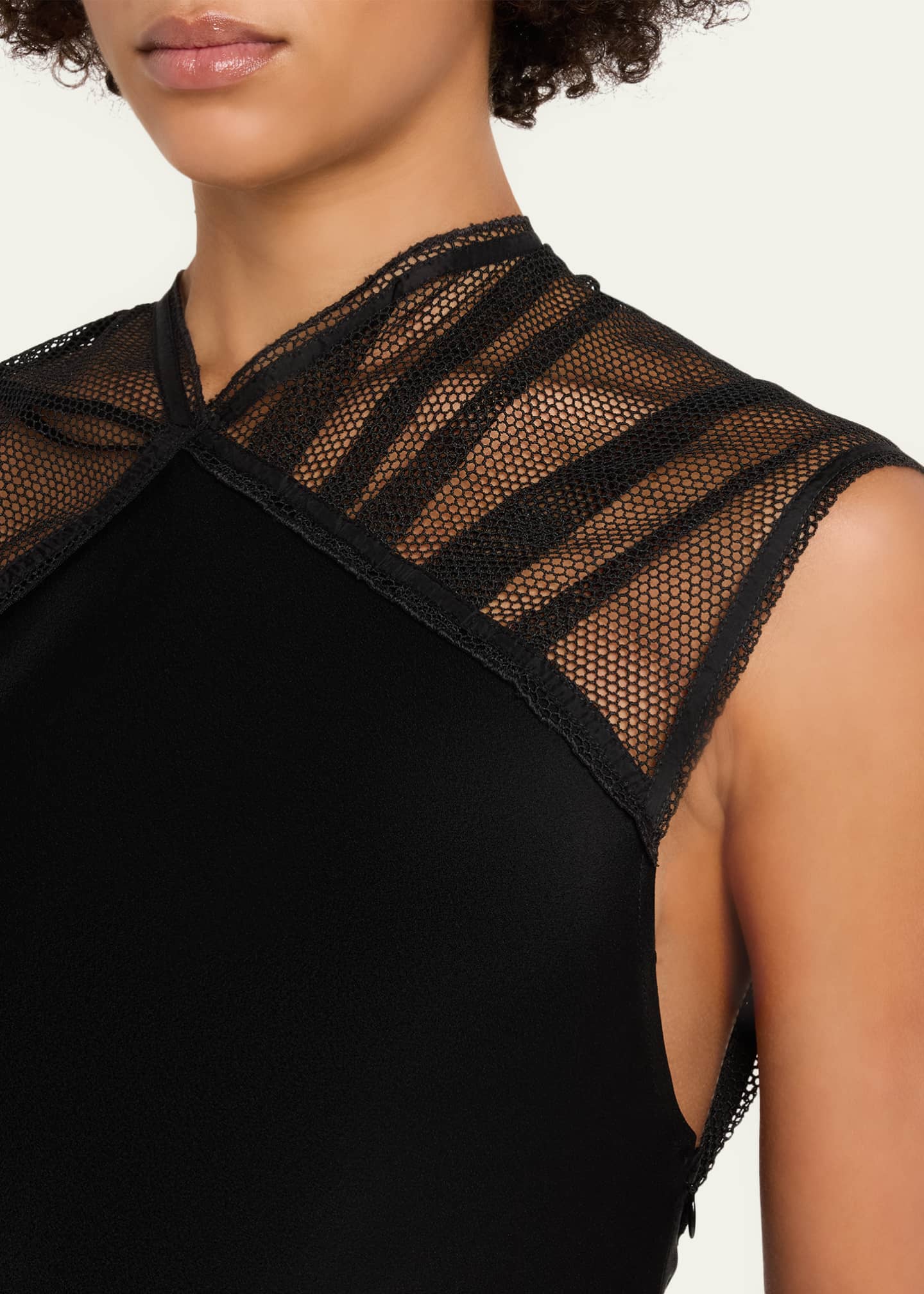 Victoria Beckham フレアパンツ スワロフスキー クラウン刺繍 Victoria Beckham Mesh Open-Back Satin Column Gown - Bergdorf Goodman