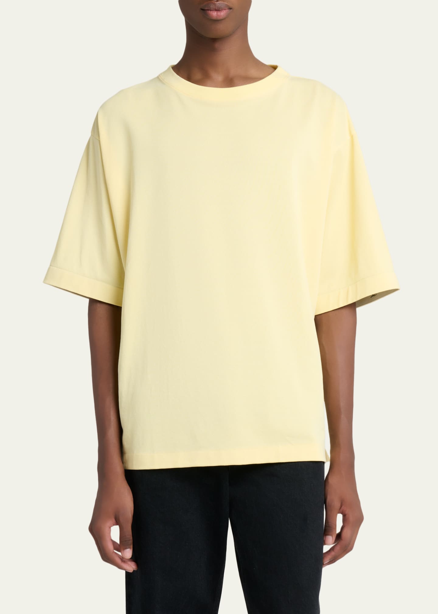 Jacquemus Men's Reverse Logo-Tape Relaxed Crewneck T-Shirt