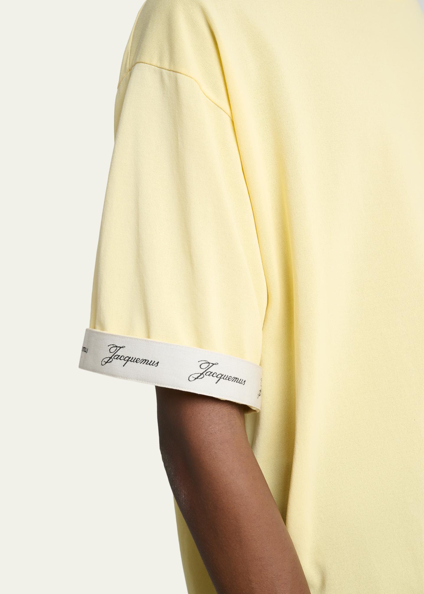 Jacquemus Men's Reverse Logo-Tape Relaxed Crewneck T-Shirt