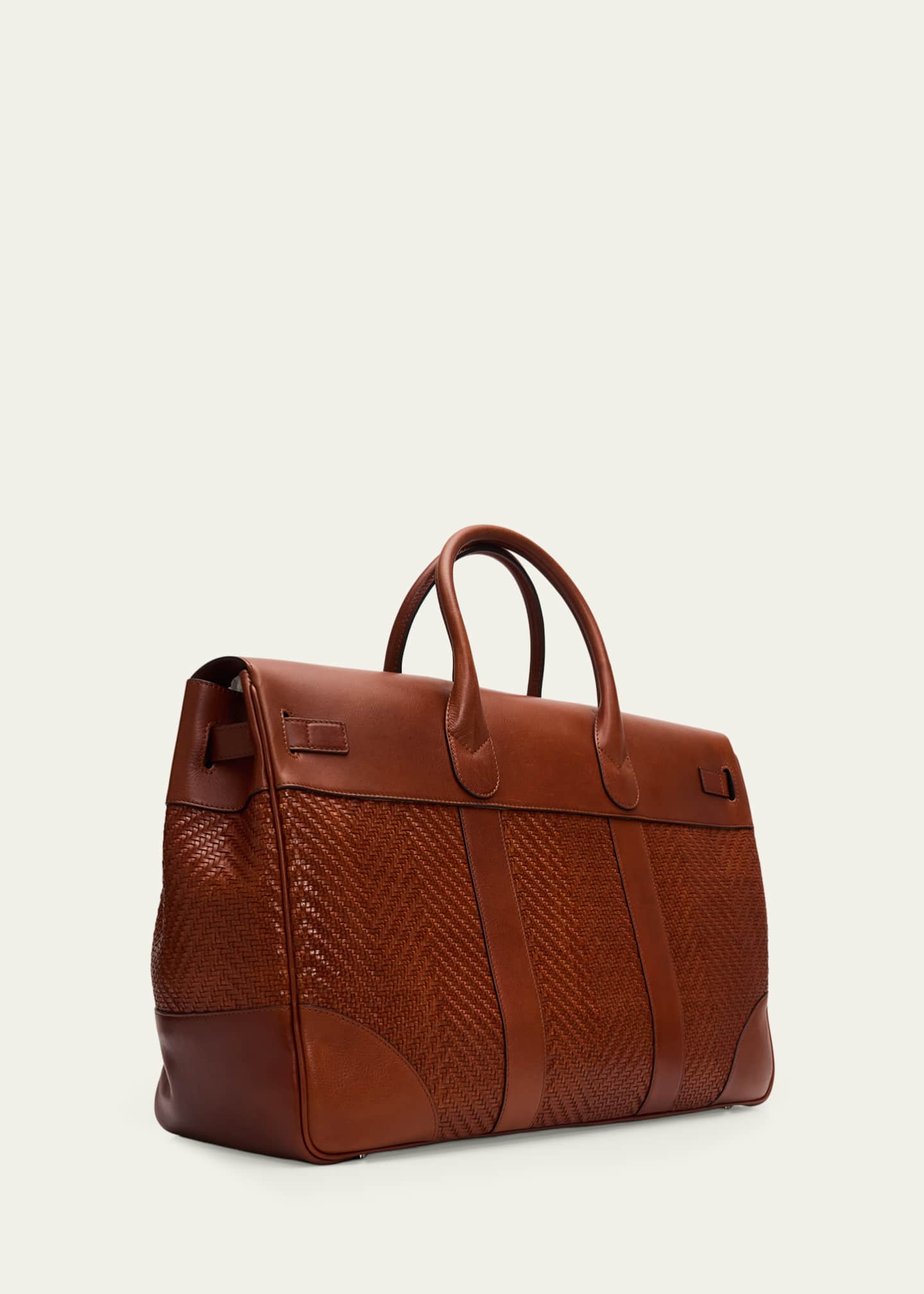 Brunello Cucinelli Men's Braided Leather Duffel Bag - Bergdorf Goodman