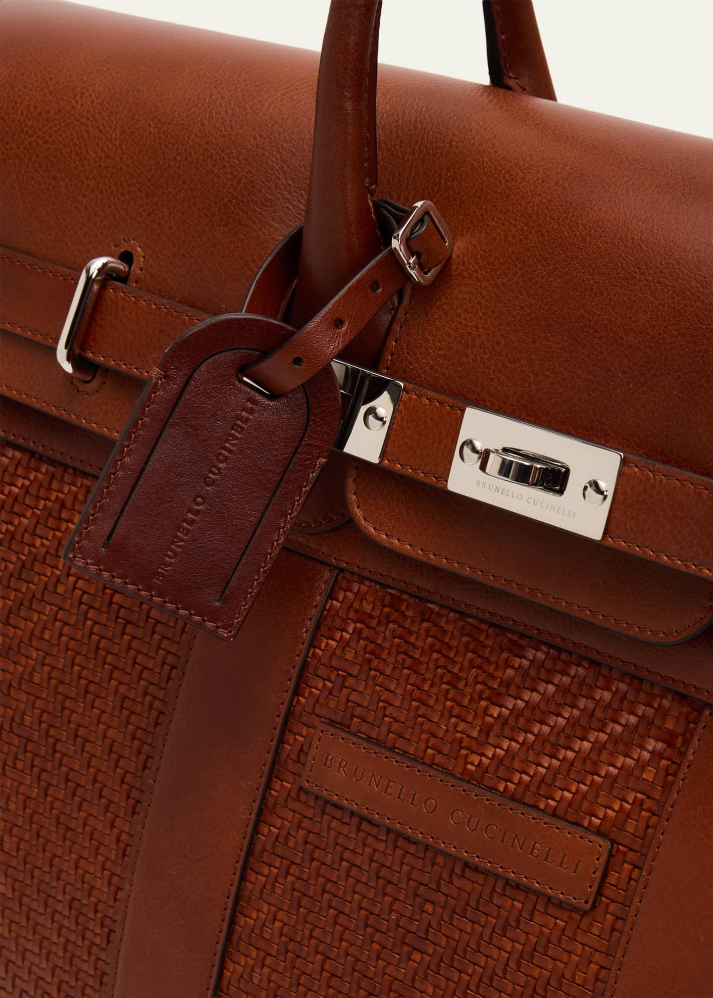 Brunello Cucinelli Men's Braided Leather Duffel Bag - Bergdorf Goodman