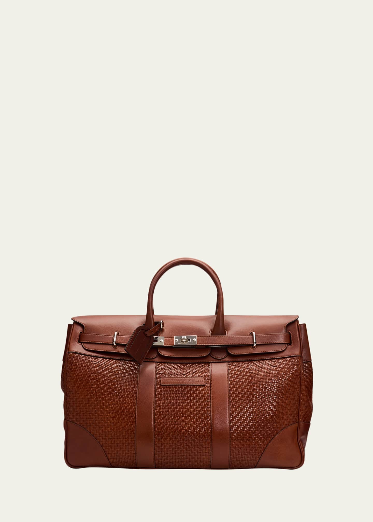 美品！BRUNELLO CUCINELLI レジャーフィットトラウザーズ48 Brunello Cucinelli Men's Braided Leather Duffel Bag - Bergdorf Goodman