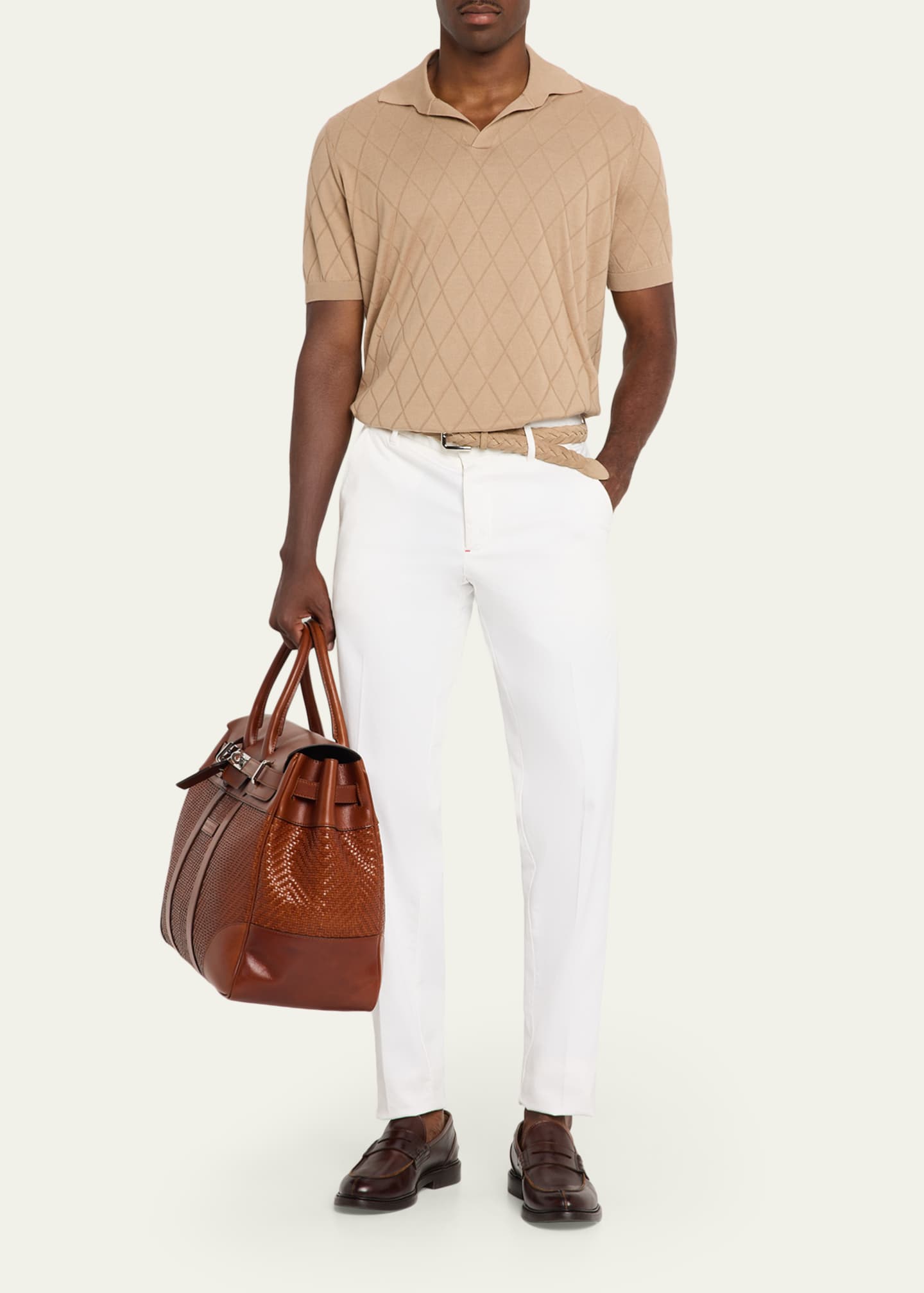 Brunello Cucinelli Men's Braided Leather Duffel Bag - Bergdorf Goodman
