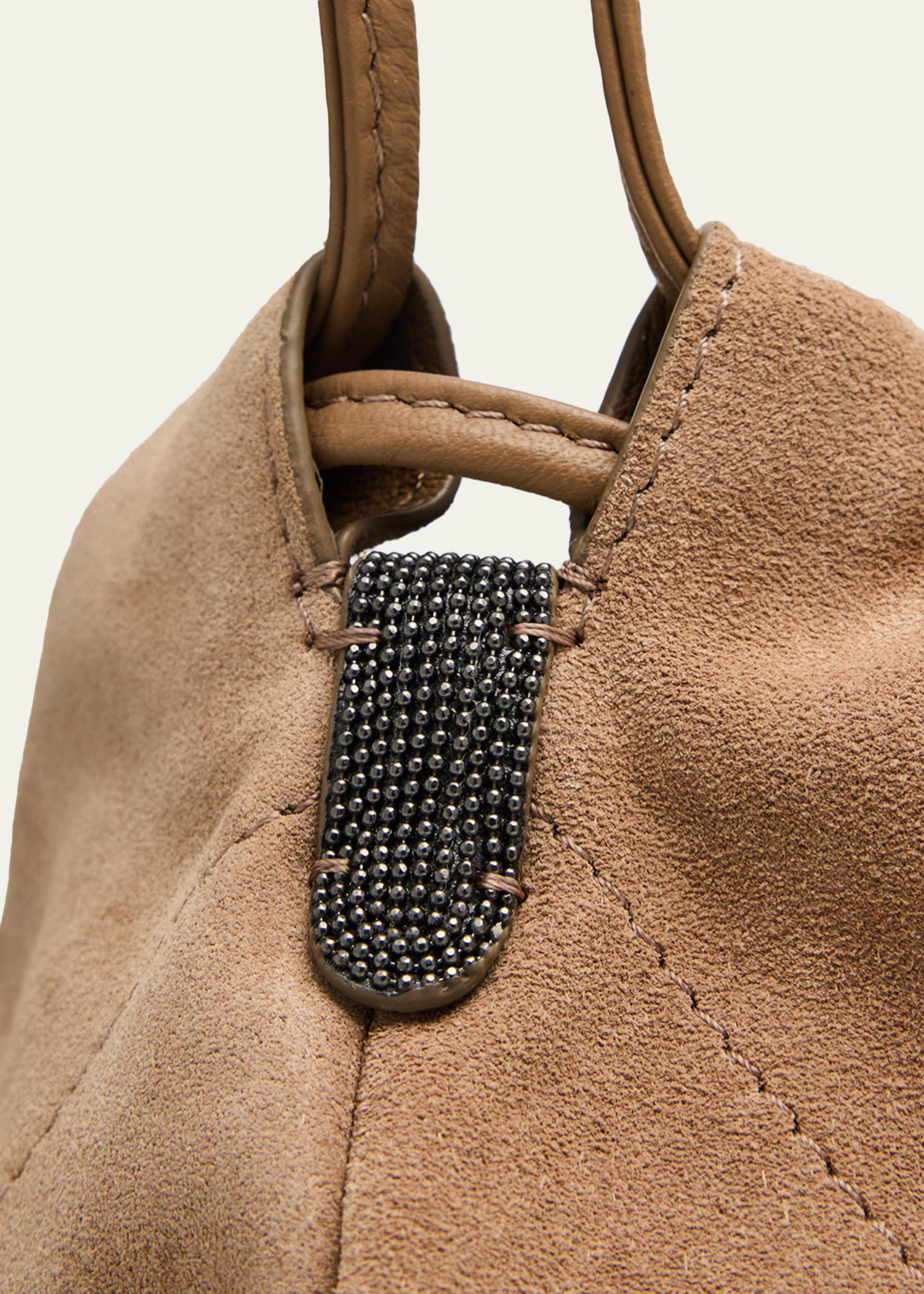 Brunello Cucinelli Suede Drawstring Pouch Bag - Bergdorf Goodman