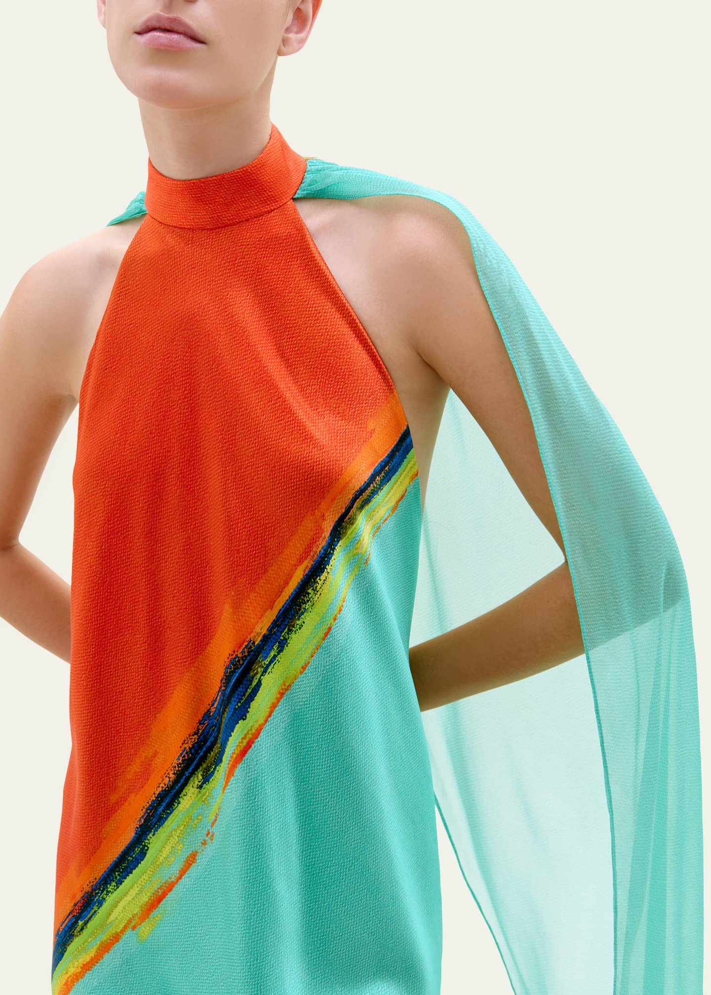 Silvia Tcherassi Sabina Cape Halter Maxi Dress - Bergdorf Goodman