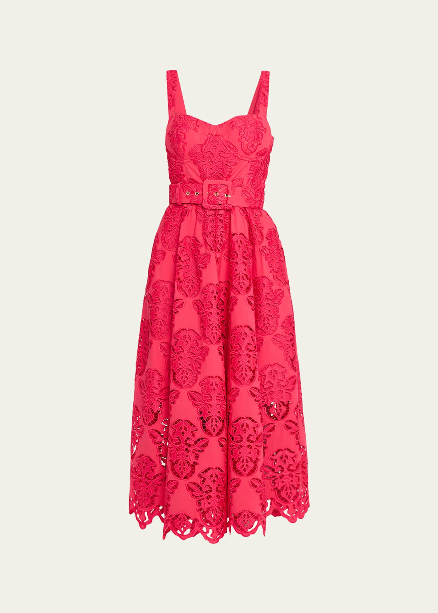cara cara red dress Cara Cara Calypso Embroidered A-Line Midi Dress
