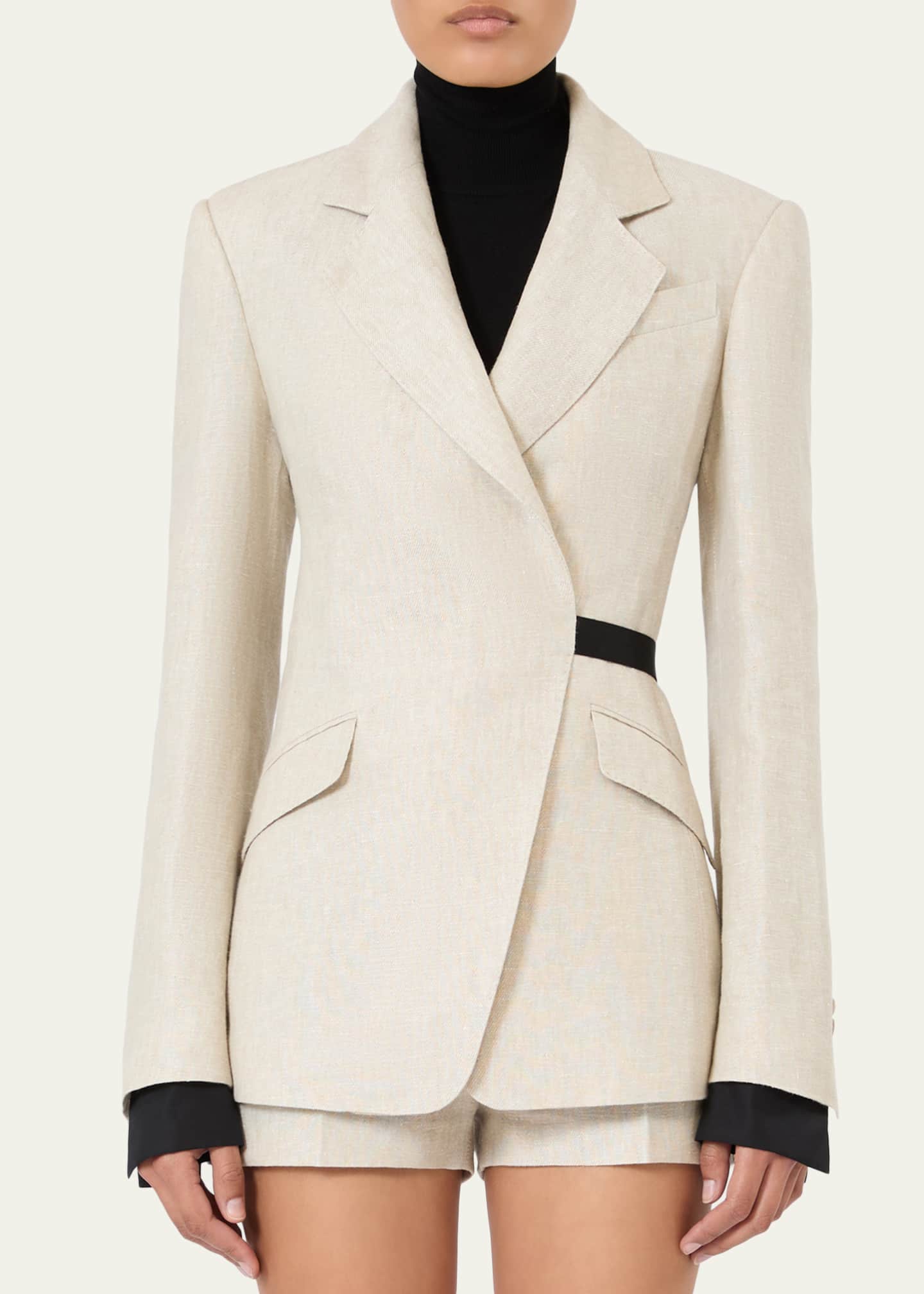 Max Mara Neutro Wrap-Front Linen Drill Blazer - Bergdorf Goodman