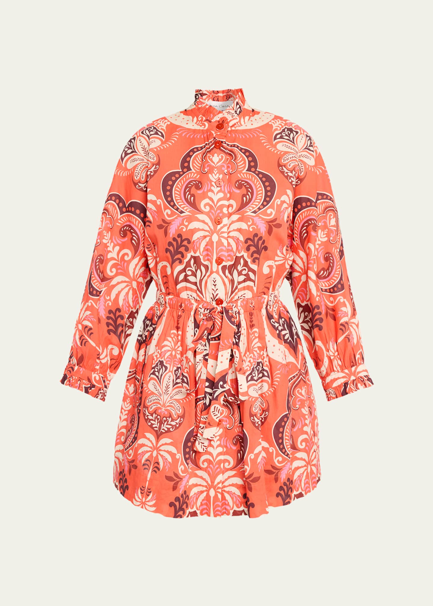 printed mini shirt dress Phoenix Dragon Printed Mini Shirt Dress