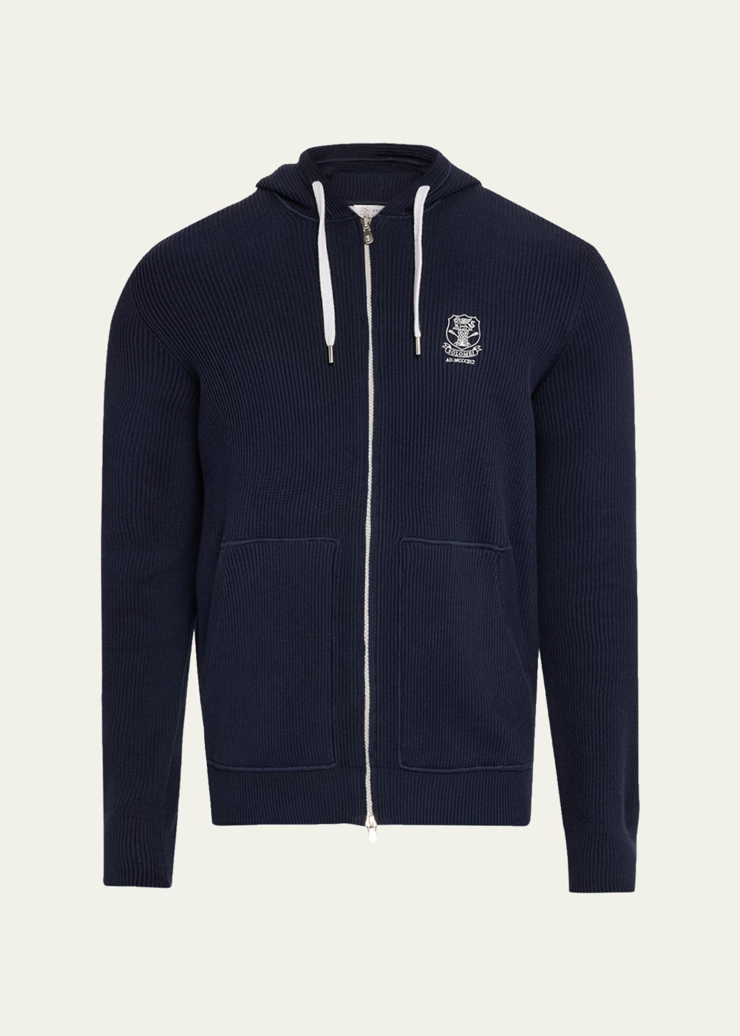 Brunello Cucinelli Men's Logo Cotton Hoodie - Bergdorf Goodman