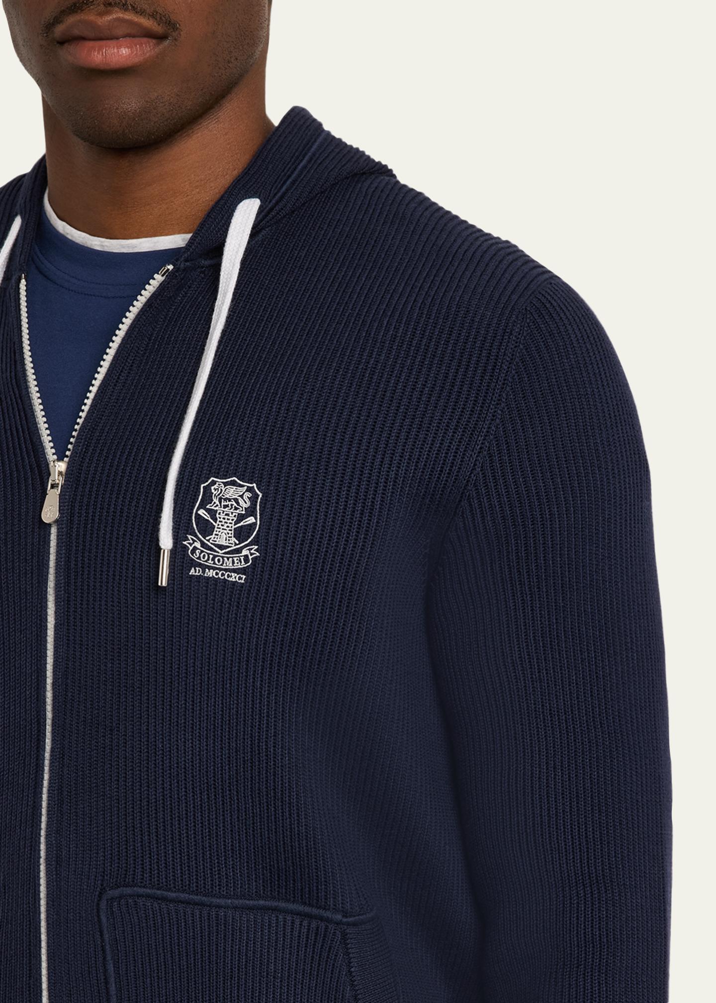 Brunello Cucinelli Men's Logo Cotton Hoodie - Bergdorf Goodman