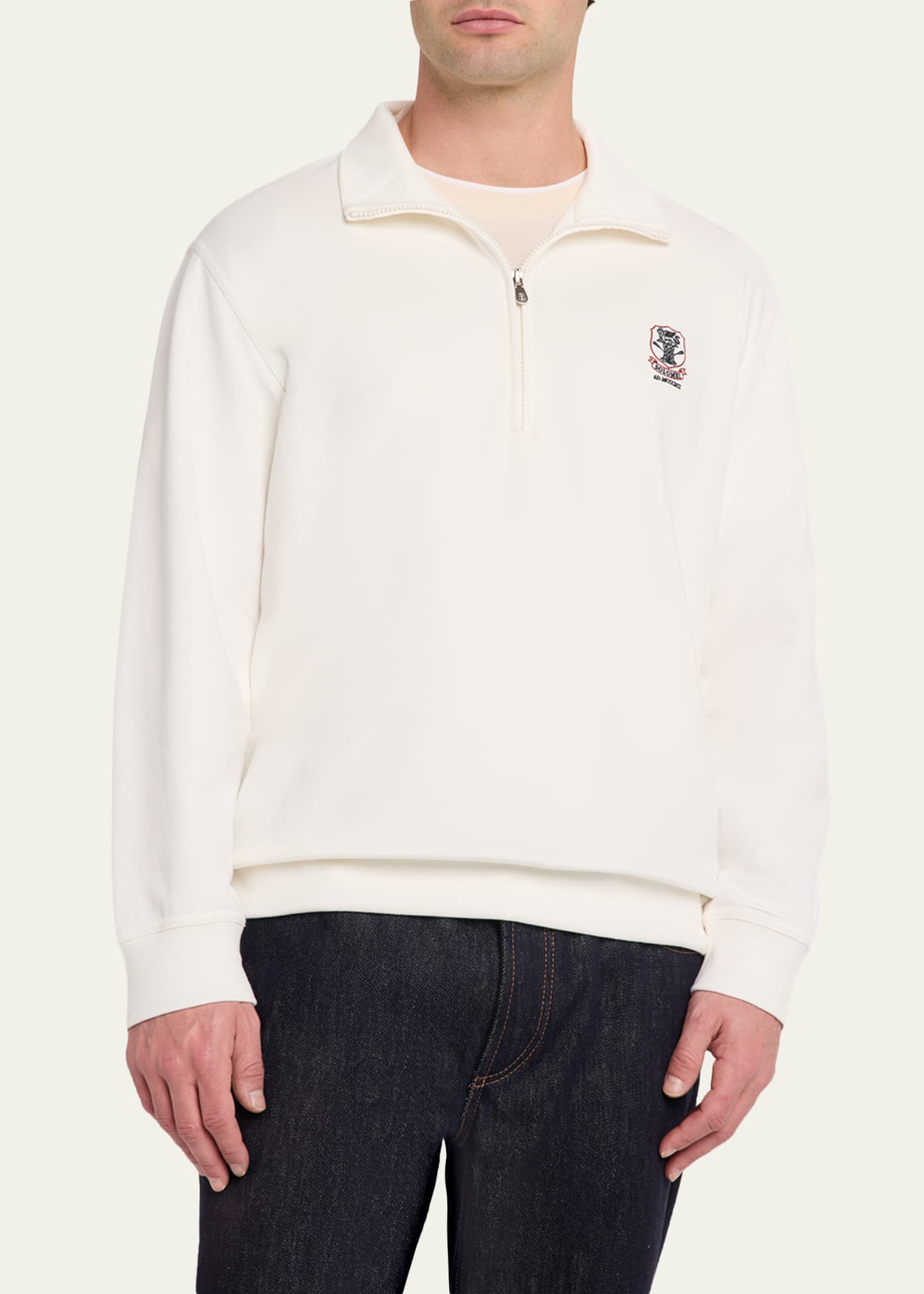 Brunello Cucinelli Men's Cotton-Blend Quarter-Zip Sweatshirt