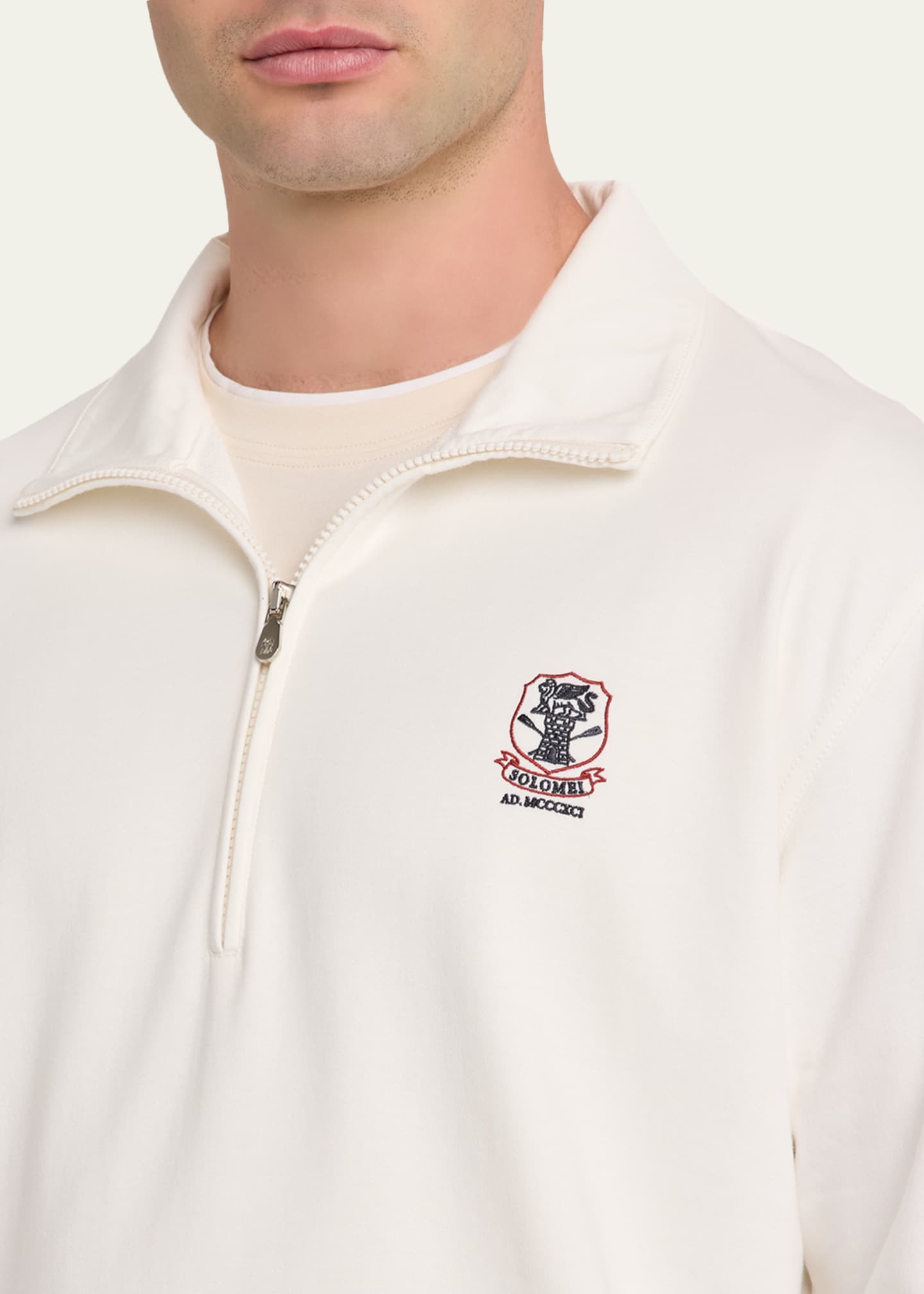 Brunello Cucinelli Men's Cotton-Blend Quarter-Zip Sweatshirt
