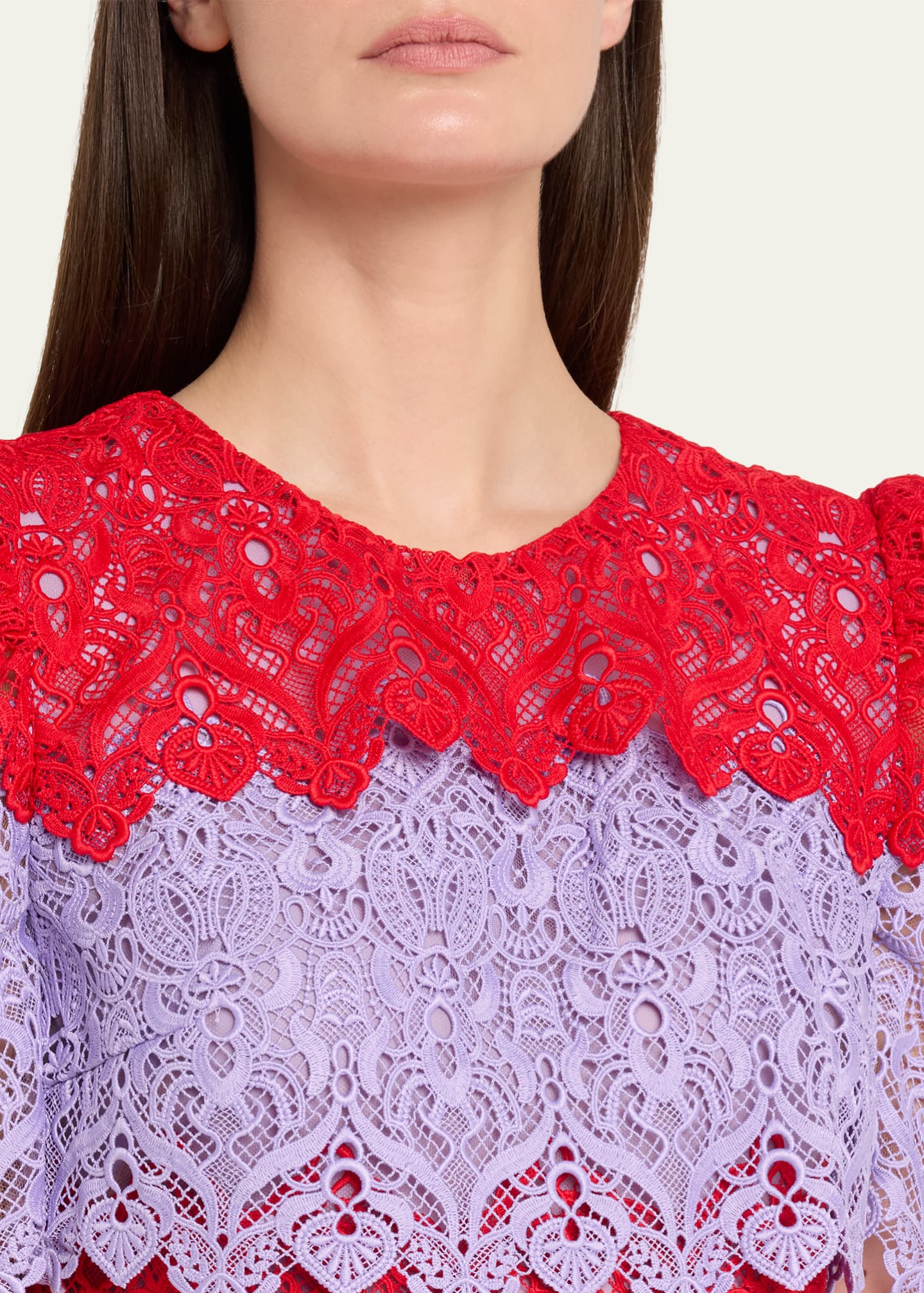 Carolina Herrera Tiered Colorblock Lace Short-Sleeve Mini Dress - Bergdorf  Goodman