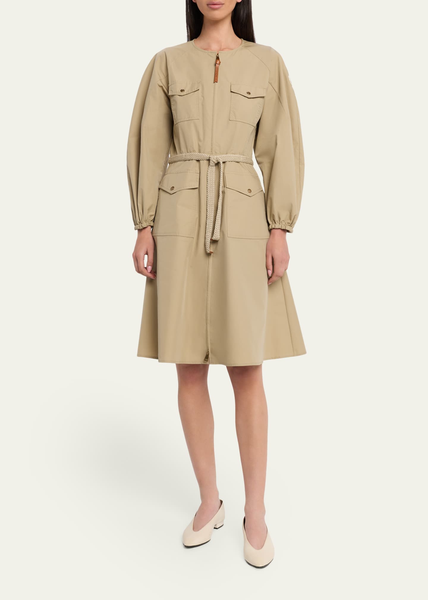 Moncler Pleated Poplin Dress - Bergdorf Goodman