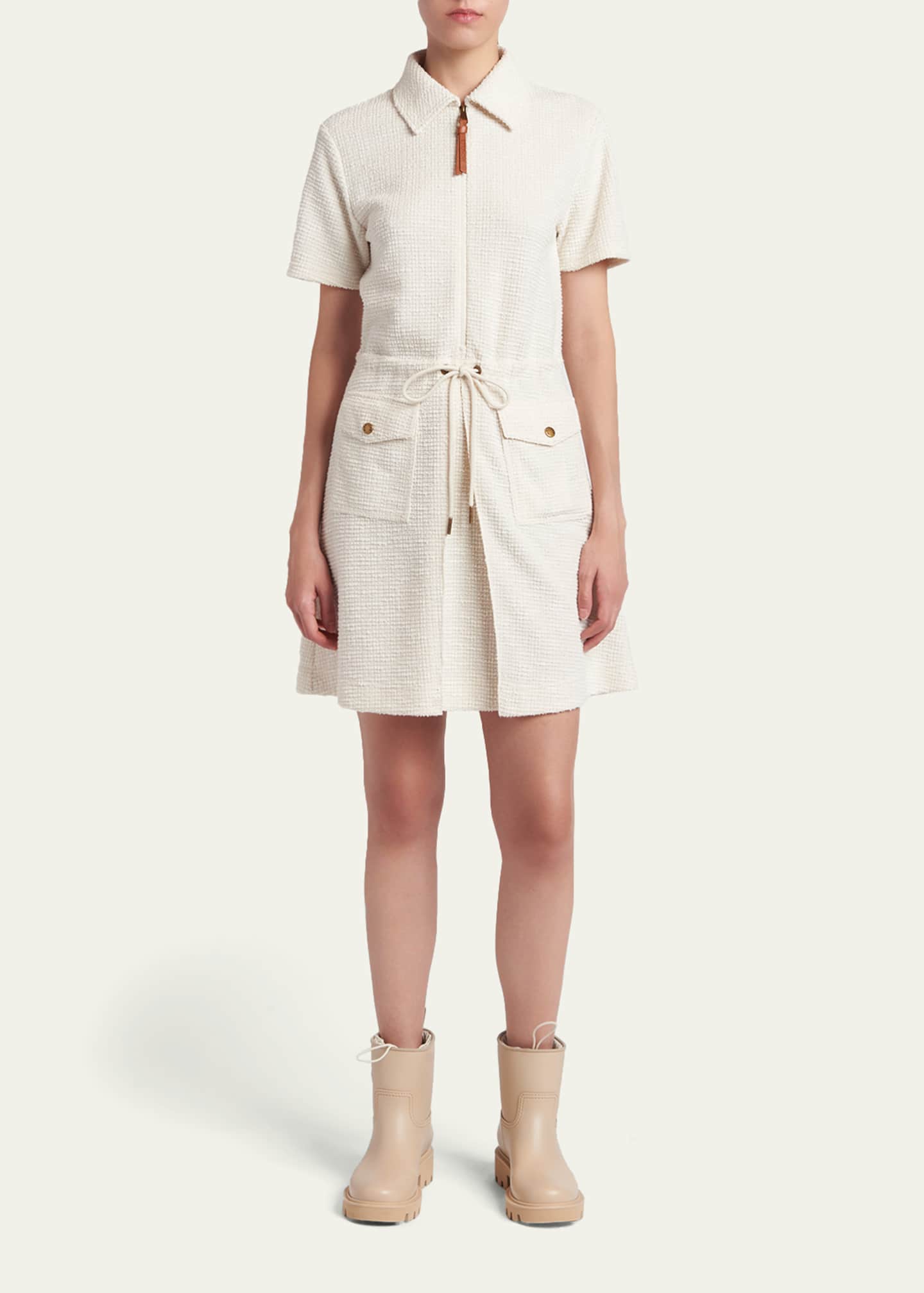 Moncler Bouclé Short-Sleeve Mini Dress - Bergdorf Goodman