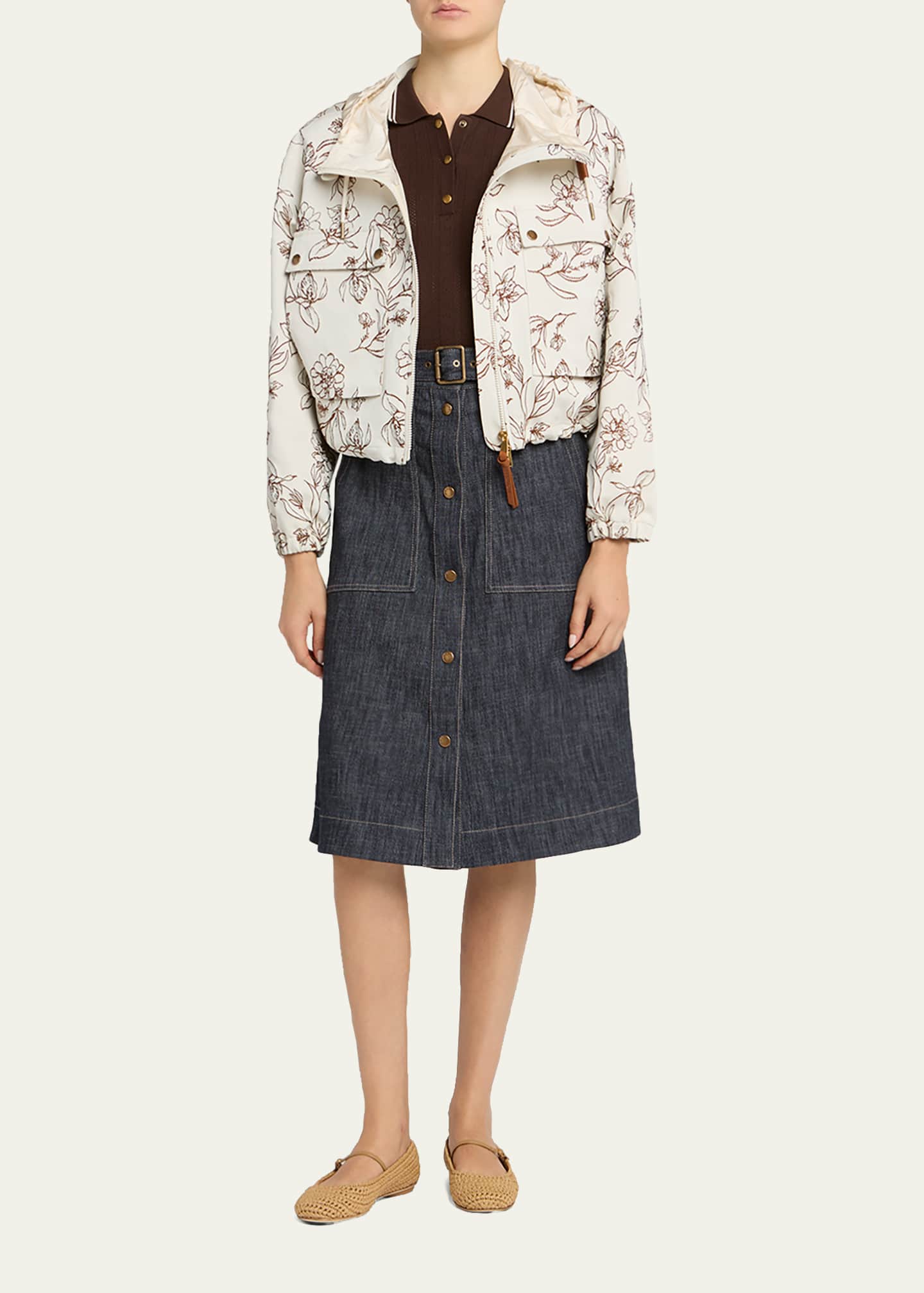 Moncler Nepeta Hooded Floral Print Jacket - Bergdorf Goodman