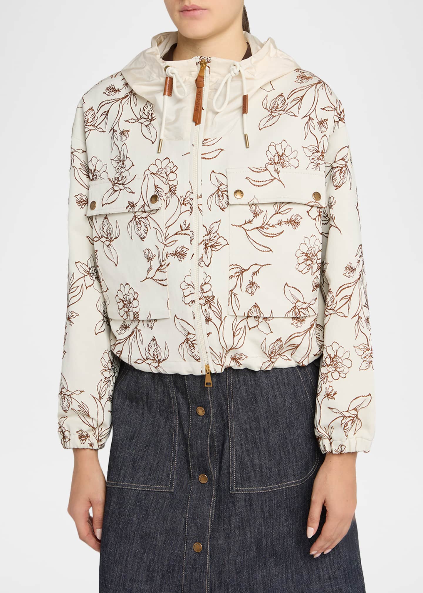 Moncler Nepeta Hooded Floral Print Jacket - Bergdorf Goodman