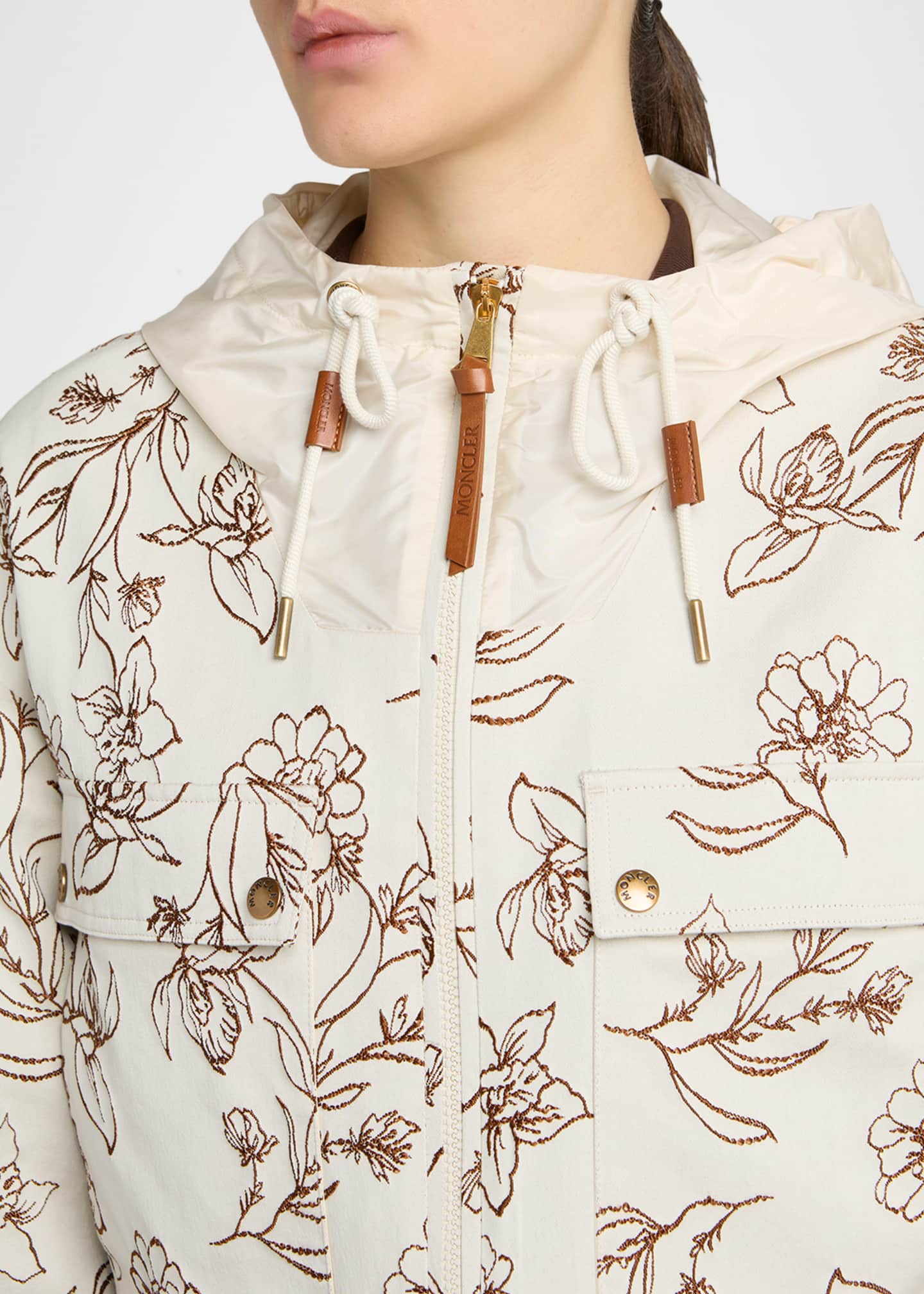 Moncler Nepeta Hooded Floral Print Jacket - Bergdorf Goodman