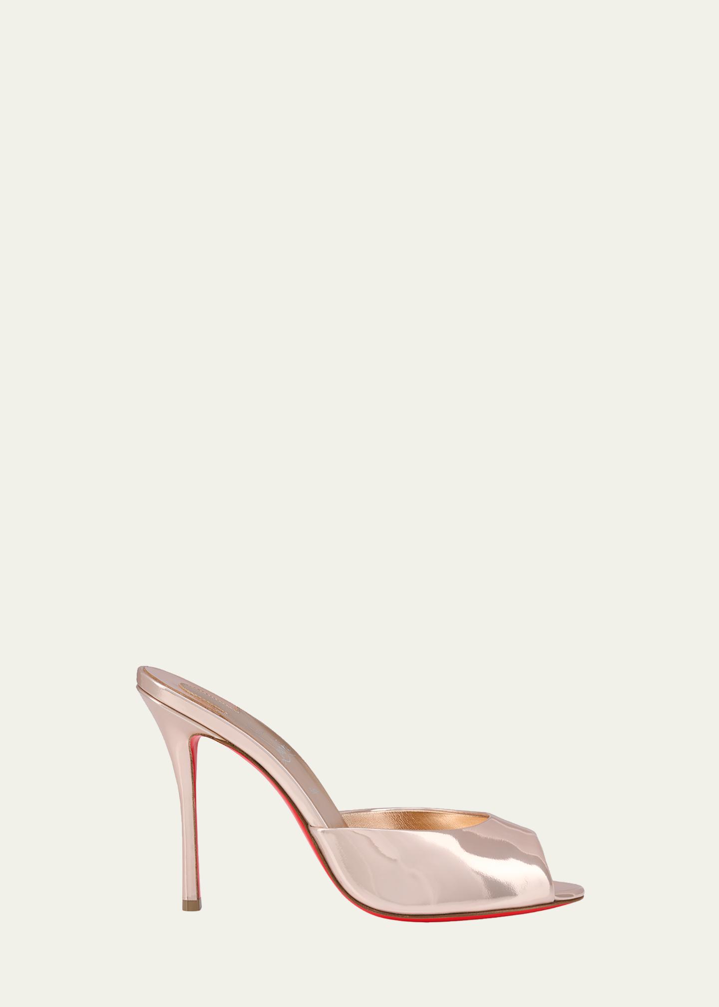 Christian Louboutin 100mm Me Dolly Metallic Leather Slide Sandals