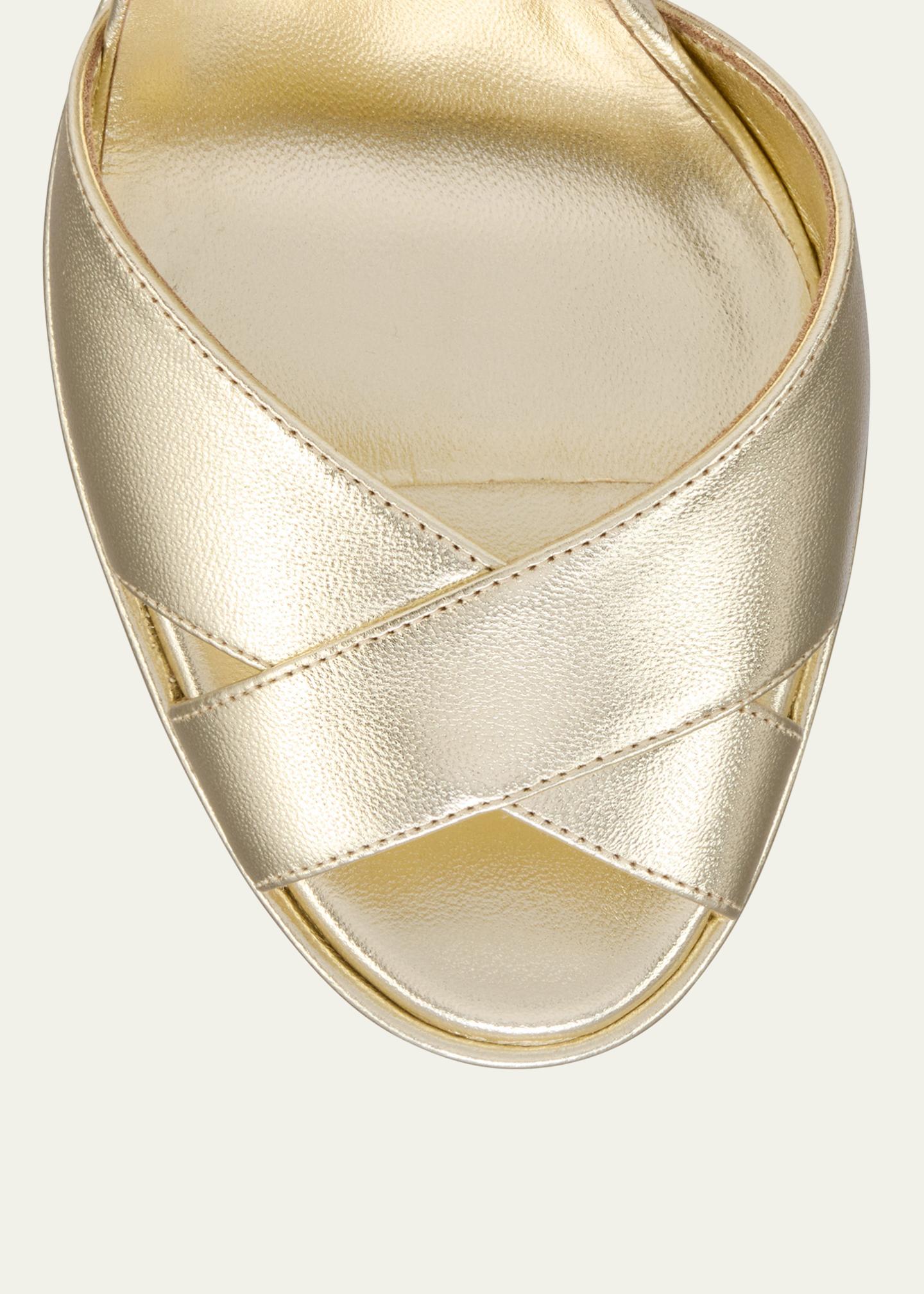極美品 オフ Louboutin サハラT108 ピラクル110 金 37 Christian Louboutin 100mm Cora Metallic Nappa Leather Platform