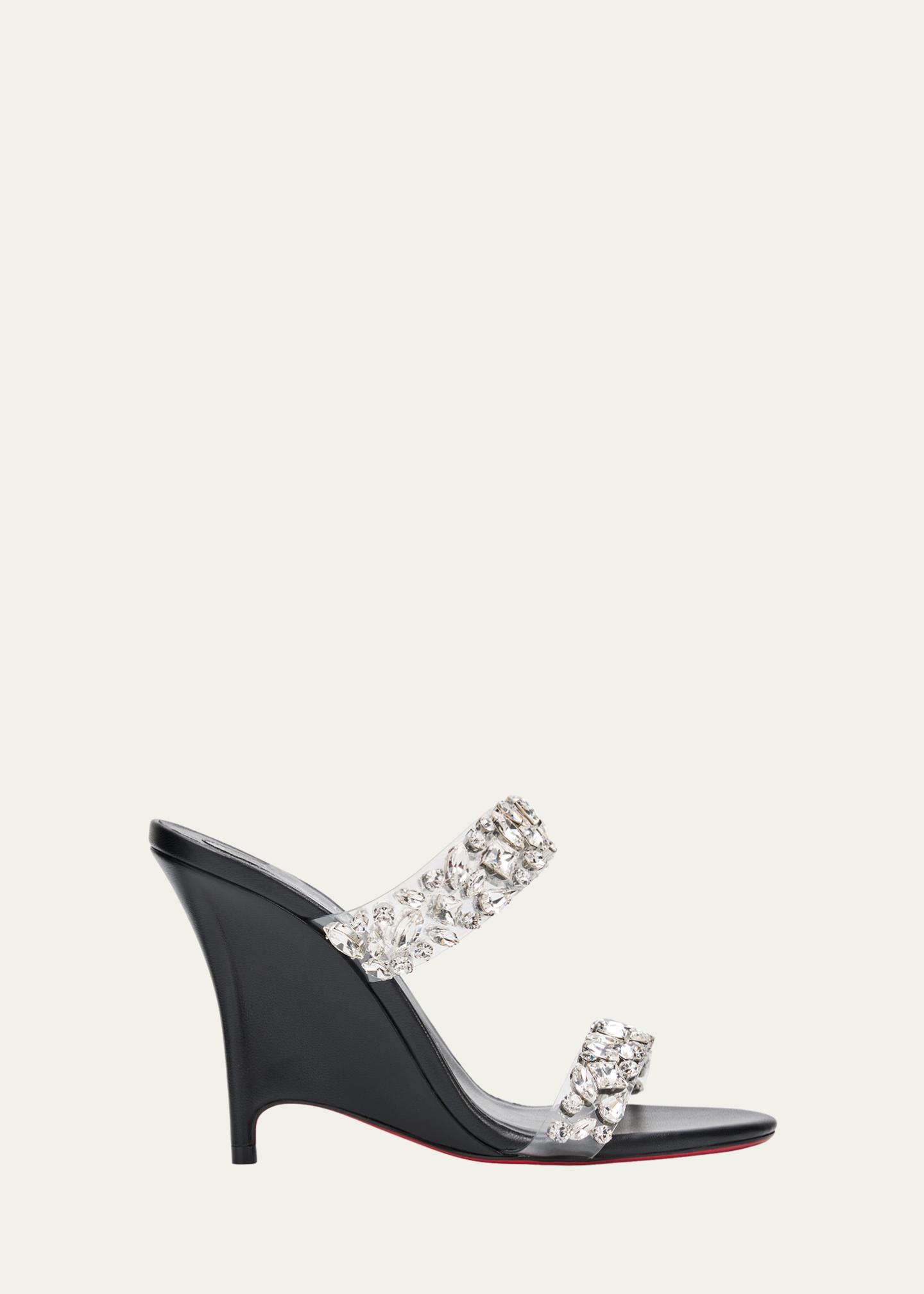 Christian Louboutin 100mm Solo Zee Embellished Leather Wedge