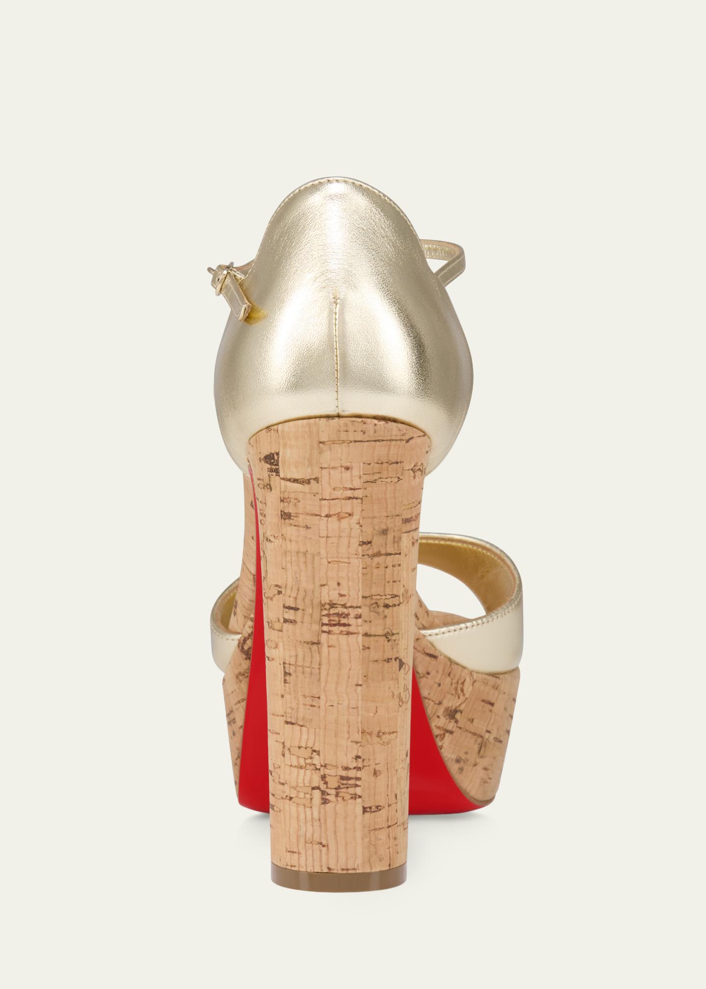 Christian Louboutin 130mm Sandaloo Metallic Leather Platform