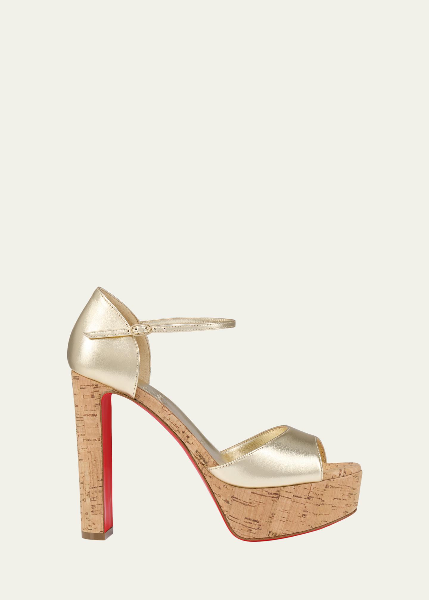 Christian Louboutin 130mm Sandaloo Metallic Leather Platform
