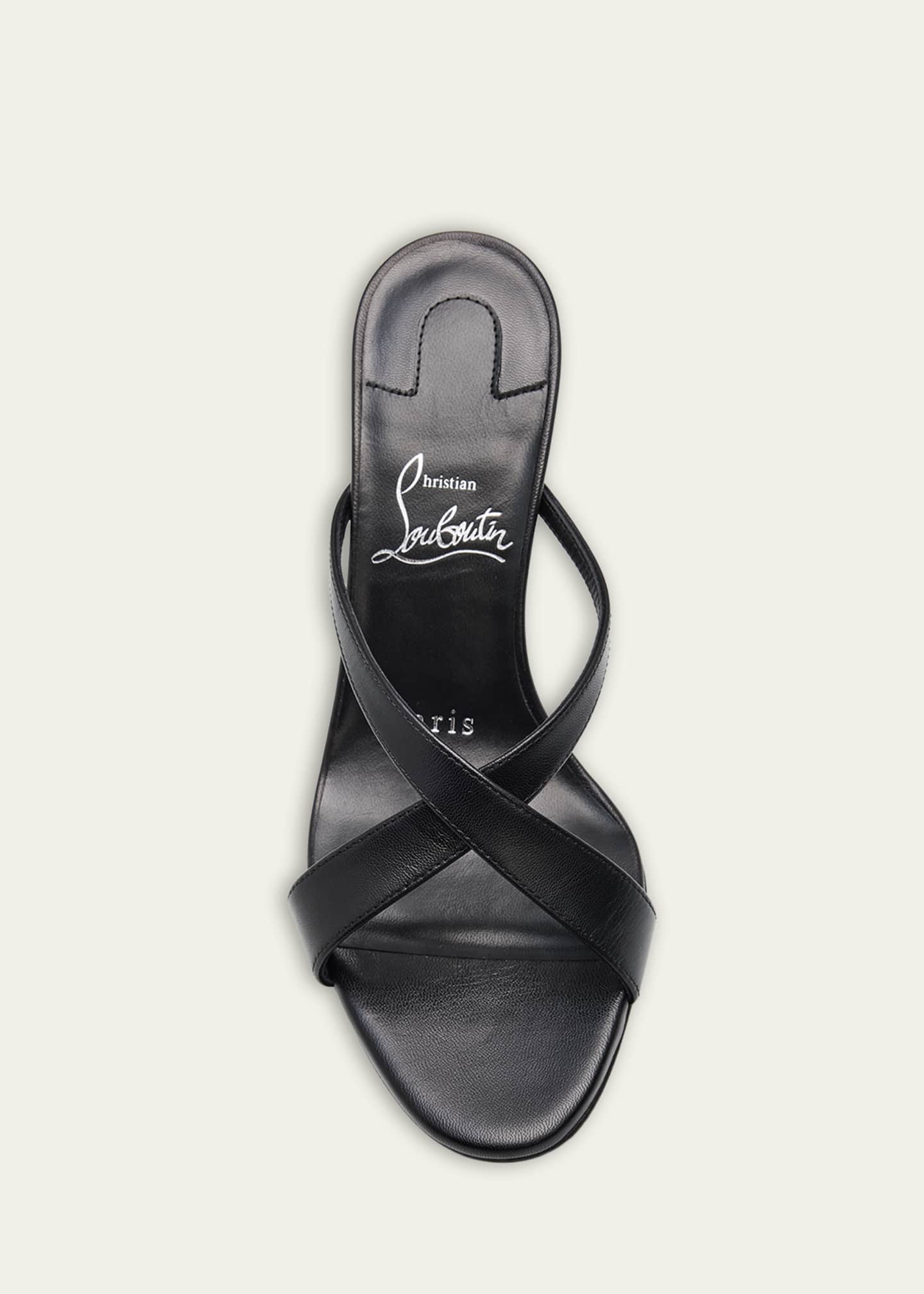 Christian Louboutin 80mm Mulazee Leather Crisscross Mules