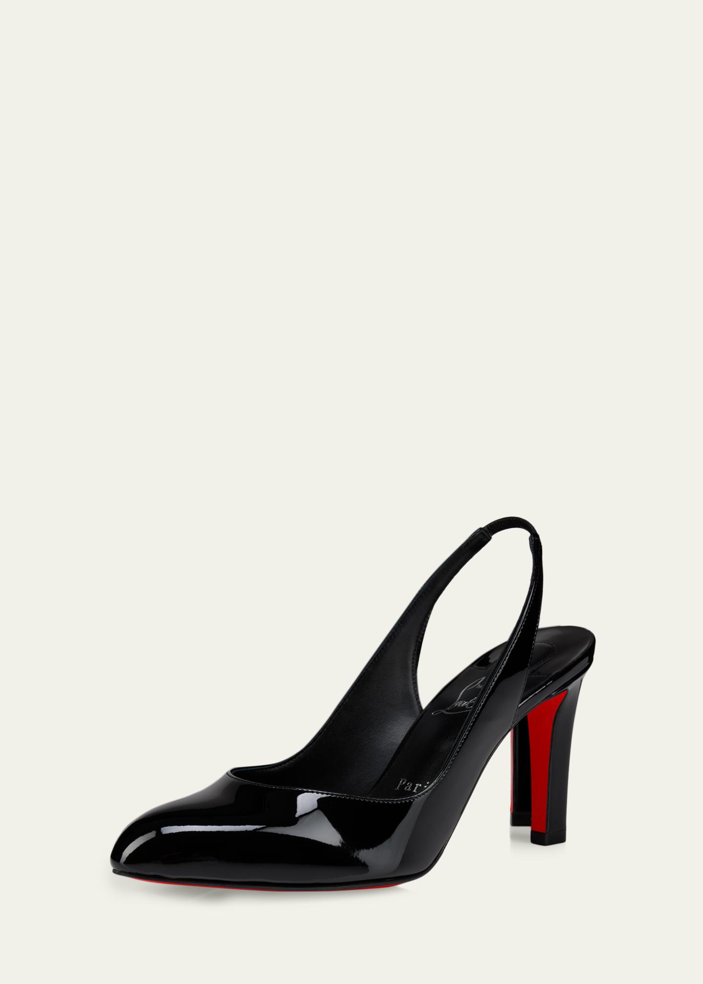 Christian Louboutin 85mm Fannylove Patent Leather Slingback Pumps