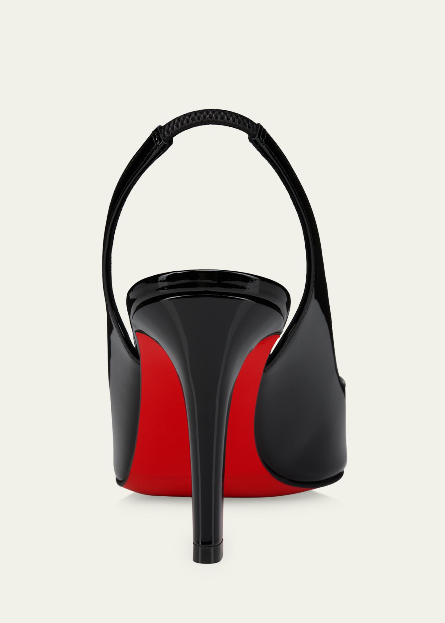 Christian Louboutin 85mm Fannylove Patent Leather Slingback Pumps