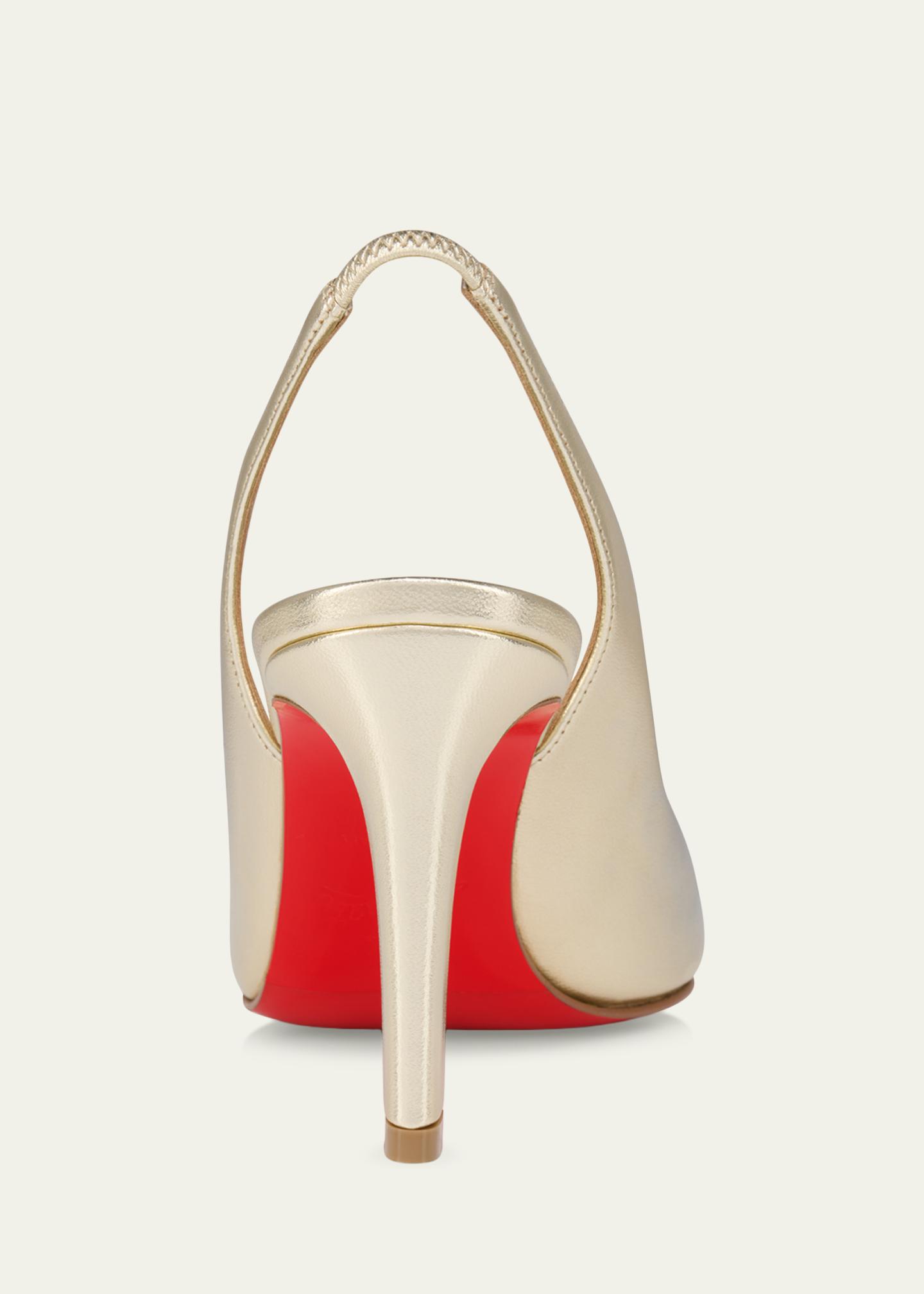 Christian Louboutin 85mm Fannylove Metallic Leather Slingback