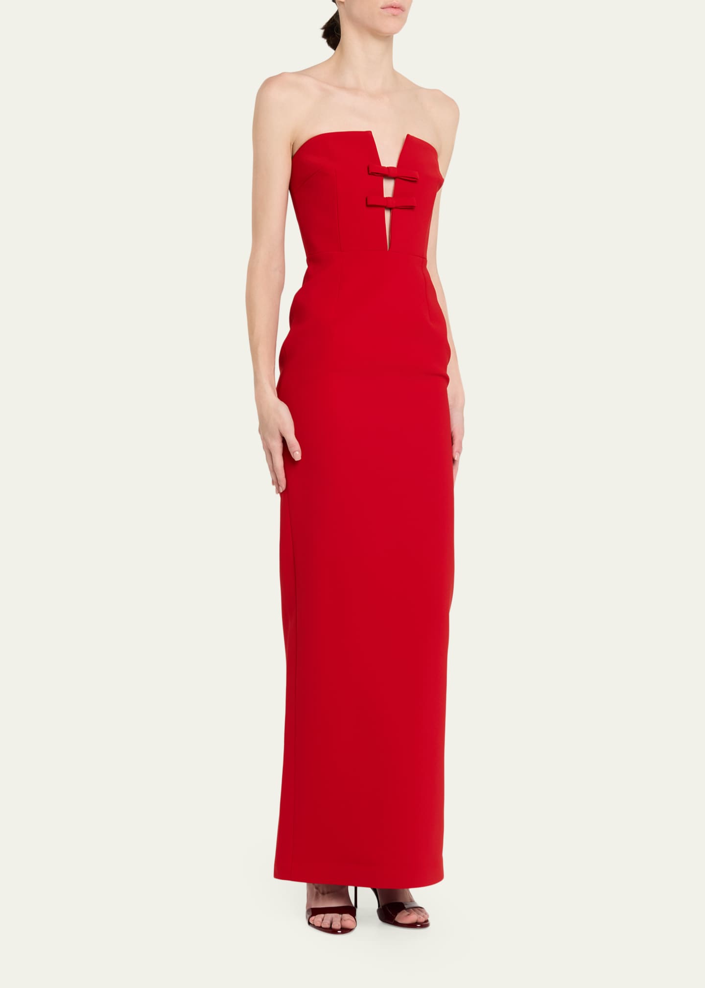 オムプリッセ/overflow/ロナンコラボ/変形トップス/赤/サイズ2 The New Arrivals by Ilkyaz Ozel Noa Strapless Plunging Column Gown