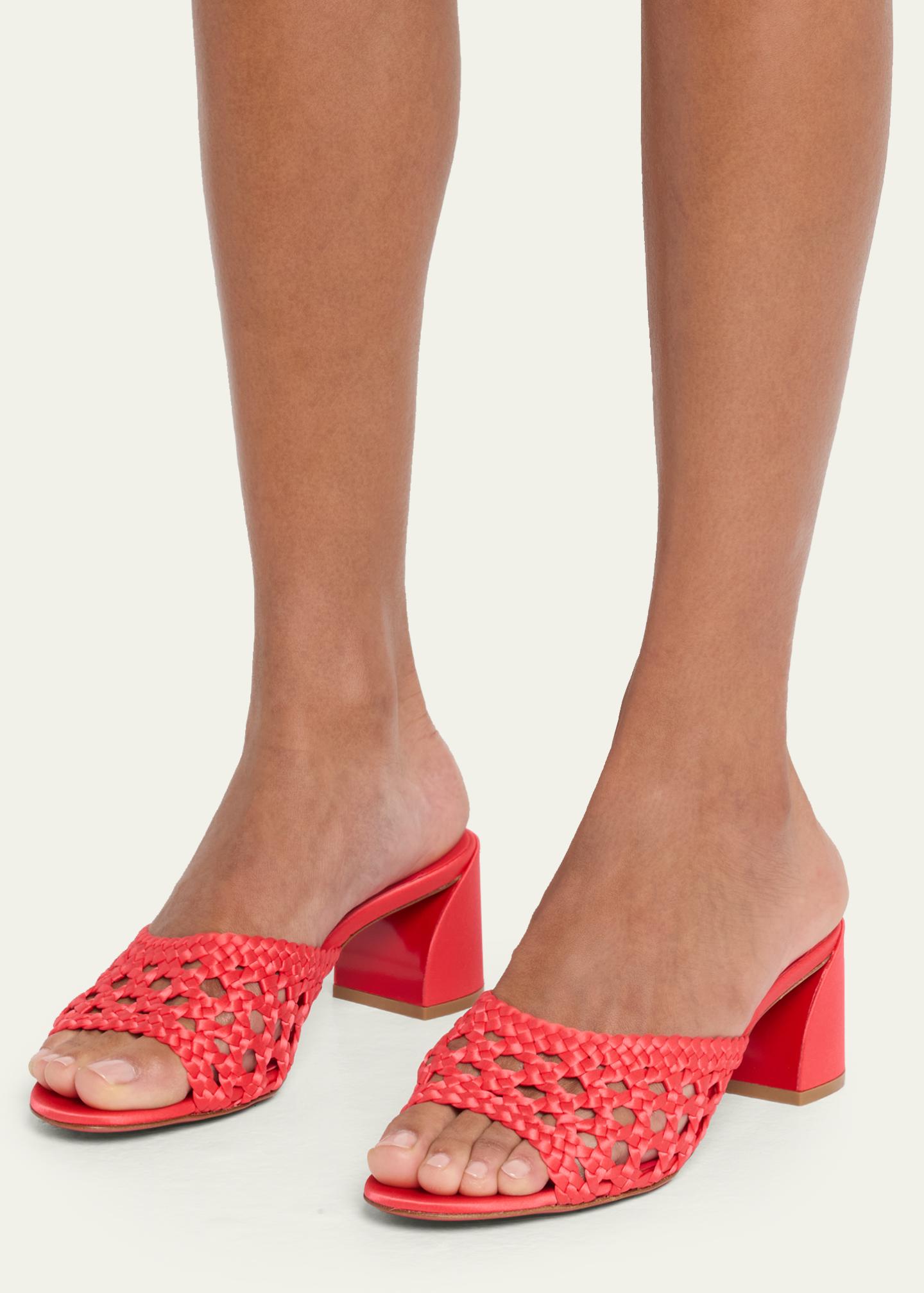 Christian Louboutin 85mm Jane Woven Silk Mule Sandals - Bergdorf