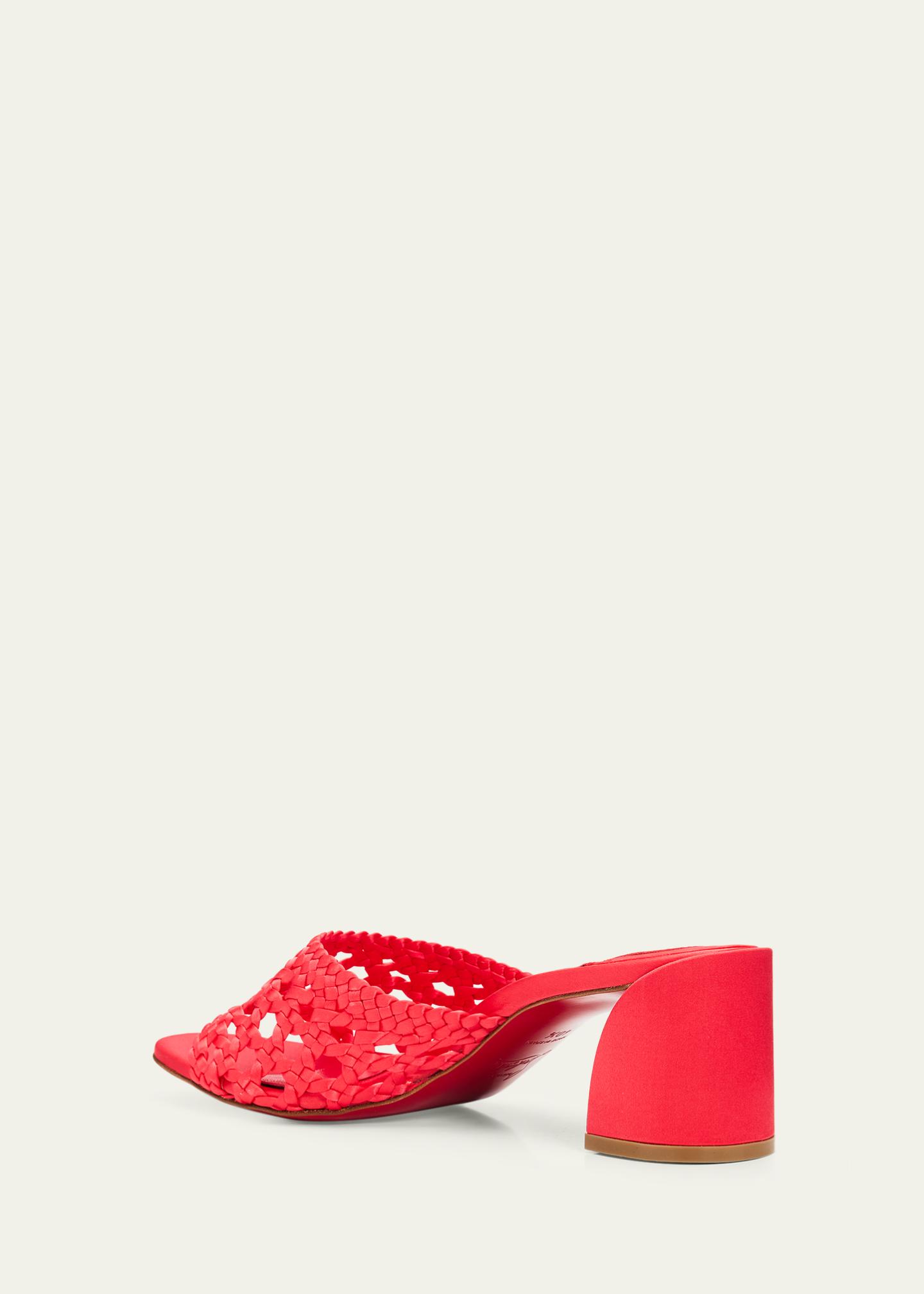 Christian Louboutin 85mm Jane Woven Silk Mule Sandals - Bergdorf