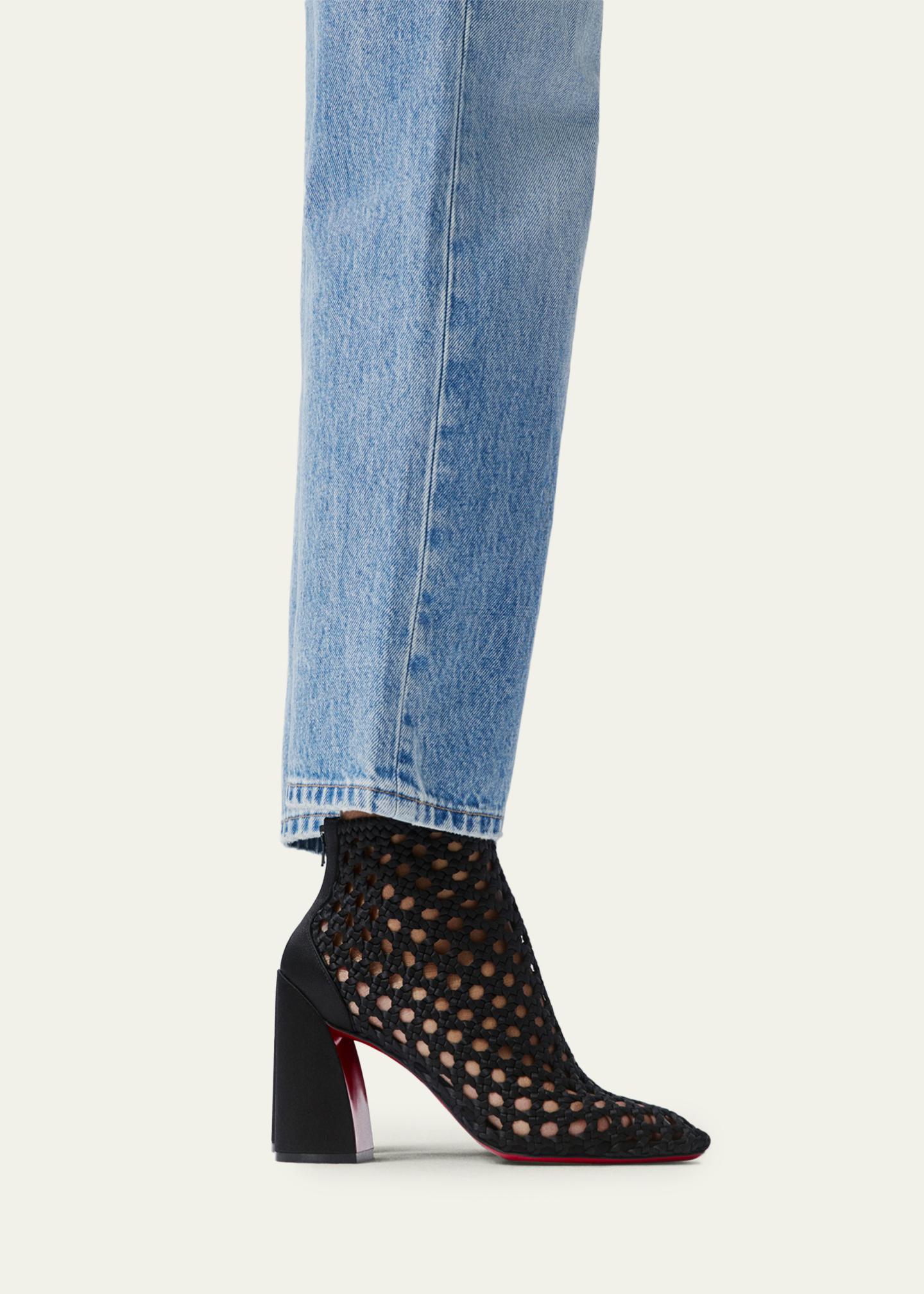 Christian Louboutin 85mm Jane Woven Silk Booties - Bergdorf Goodman