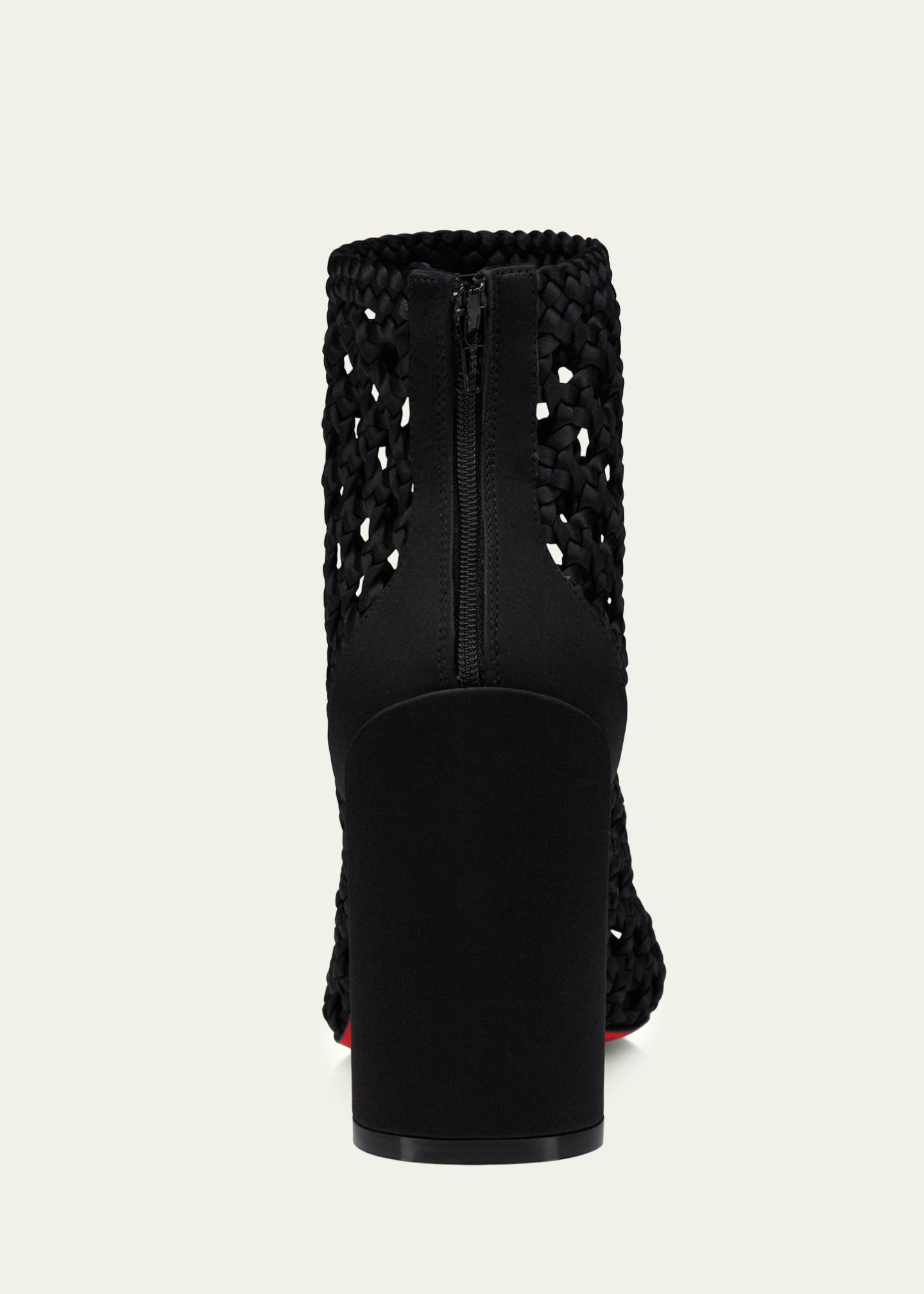 Christian Louboutin 85mm Jane Woven Silk Booties - Bergdorf Goodman