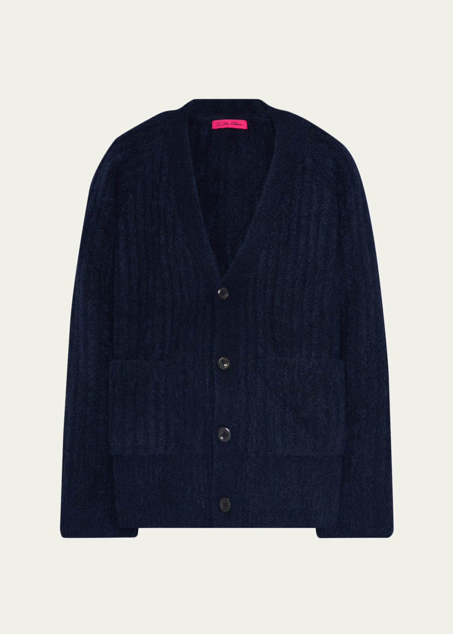 The Elder Statesman 黒カーディガン The Elder Statesman Cozy Rib Relaxed Cashmere-Silk Cardigan