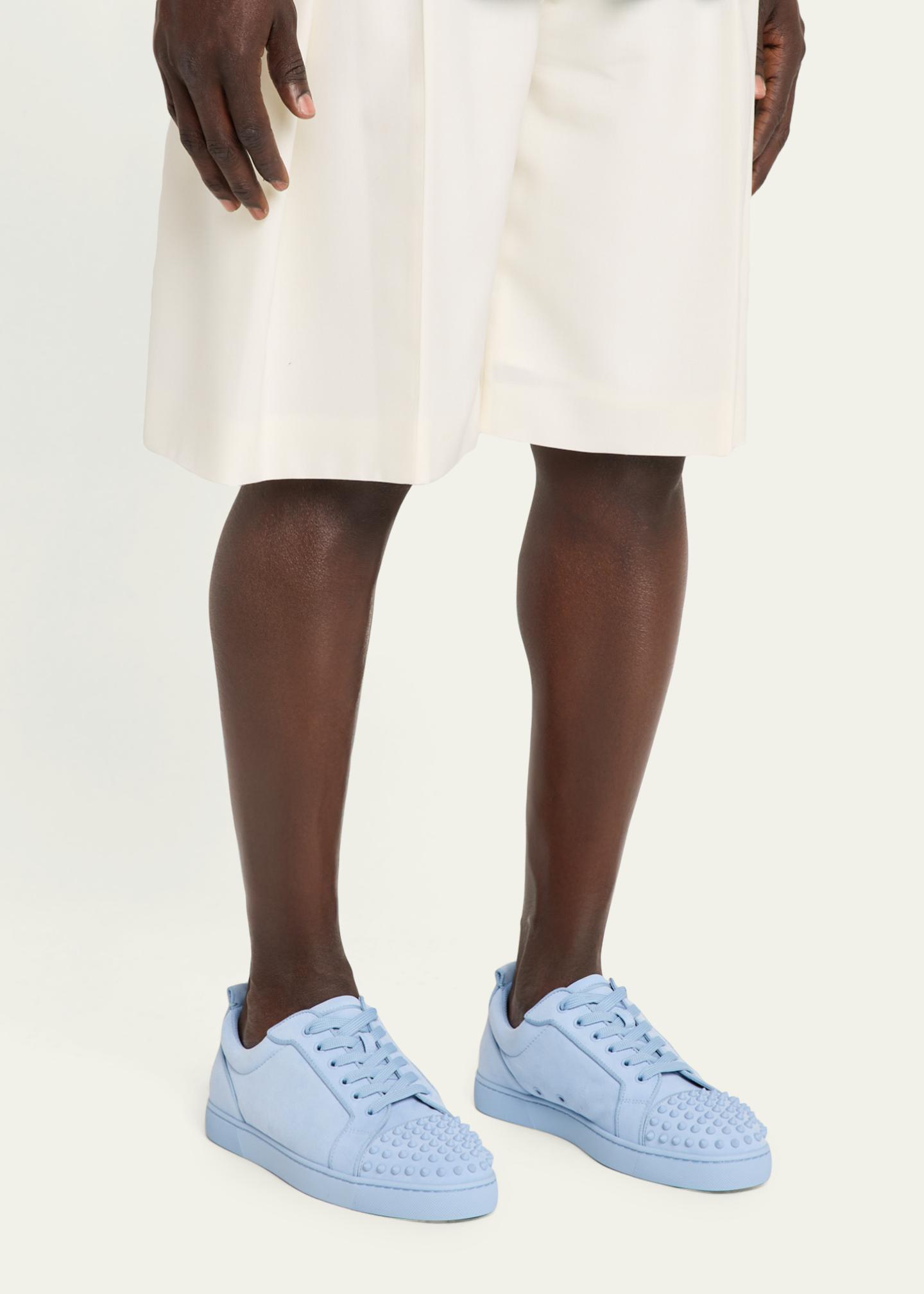 Christian Louboutin Men's Louis Jr Spikes Suede Low-Top Sneakers