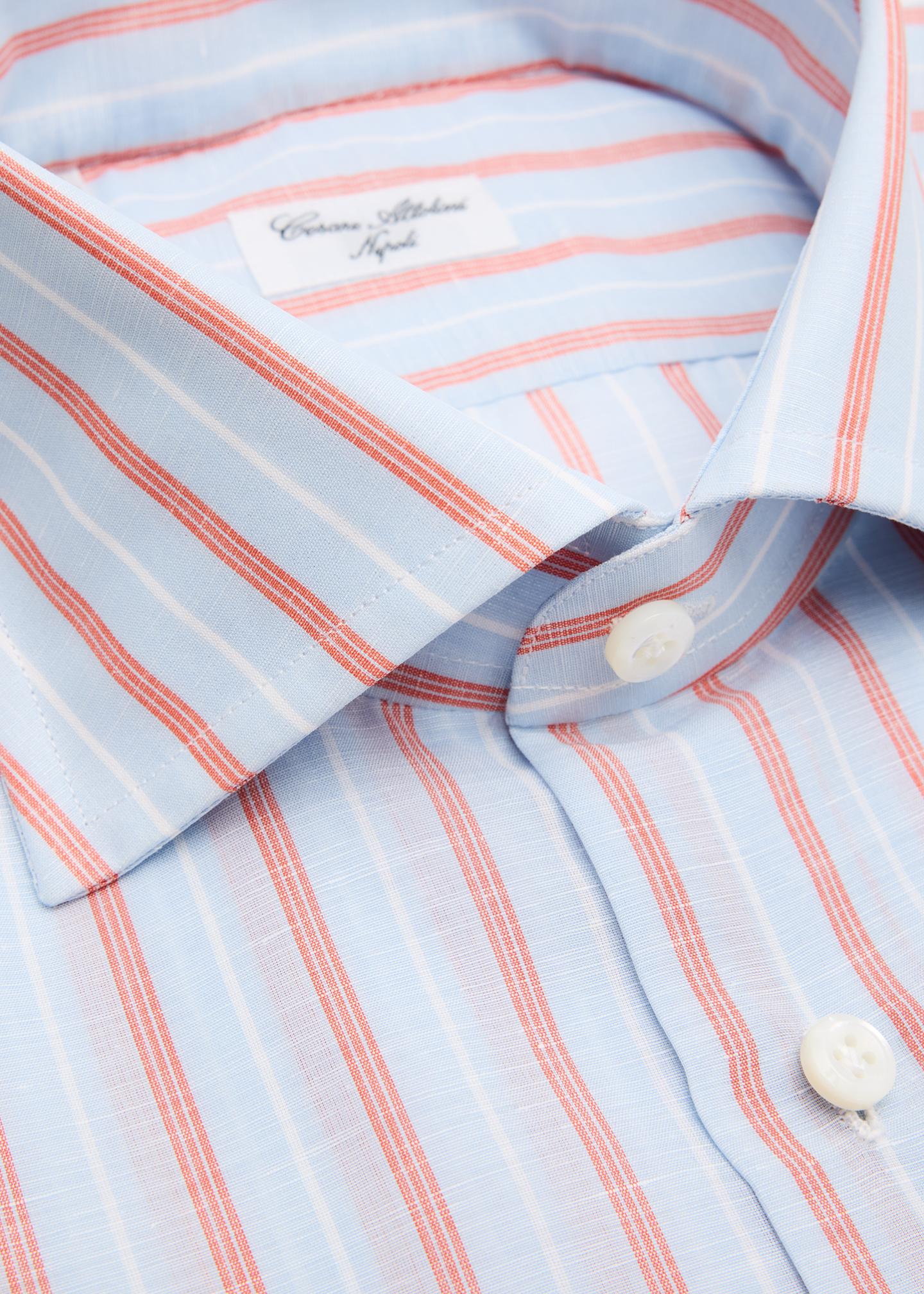 Cesare Attolini Men's Multi-Stripe Linen And Cotton Dress Shirt, Blue, Men's, 41, Shirts Tops Formal & Evening Dress Shirts