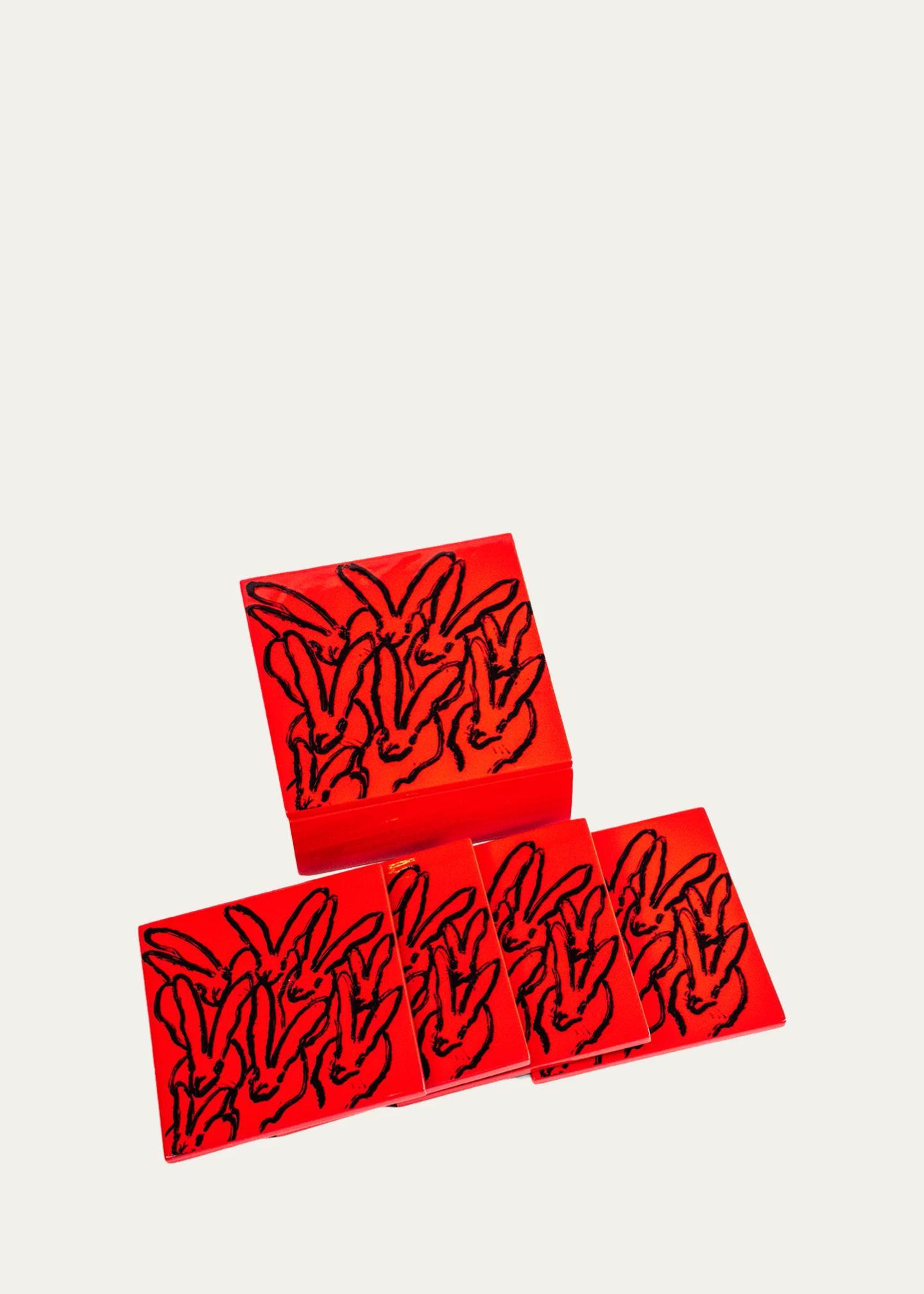Hunt Slonem Red Rover Lacquered 5-Piece Coaster Box Set - Bergdorf Goodman