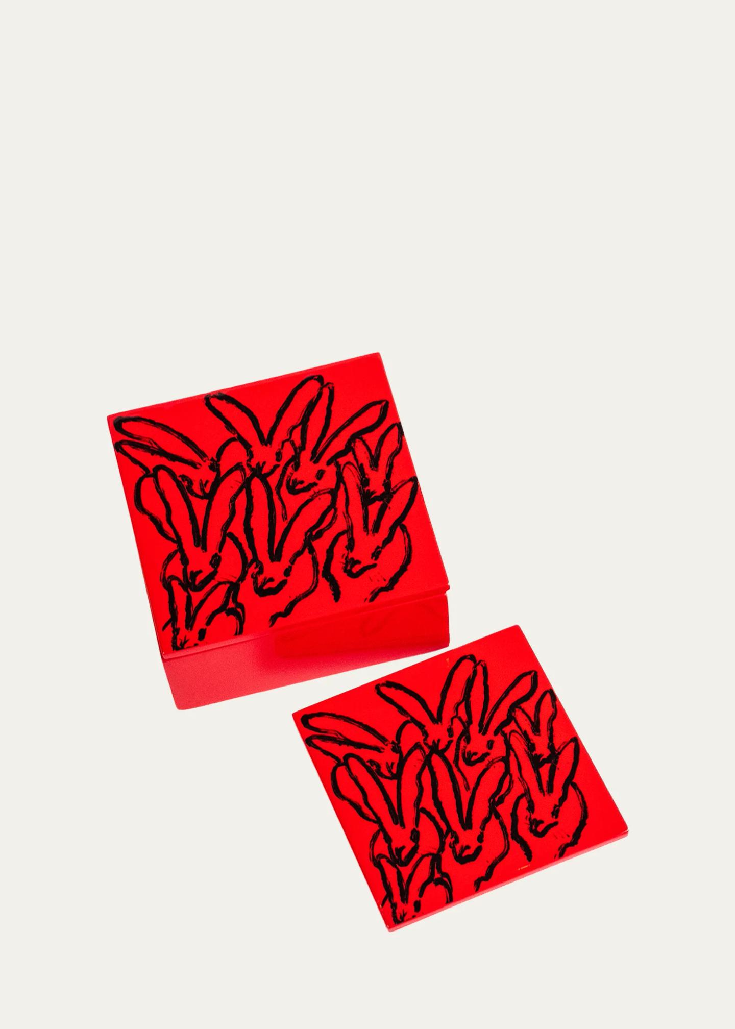 Hunt Slonem Red Rover Lacquered 5-Piece Coaster Box Set - Bergdorf Goodman