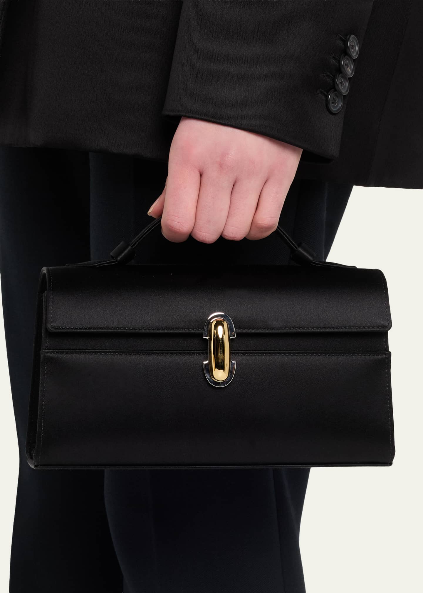 Savette Symmetry Satin Pochette Top-Handle Bag - Bergdorf Goodman