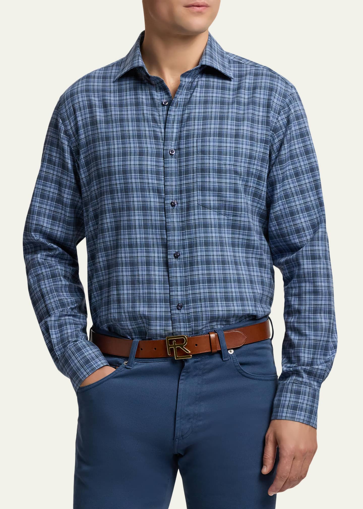 Ralph Lauren Purple Label Plaid Flannel Shirt - Bergdorf Goodman