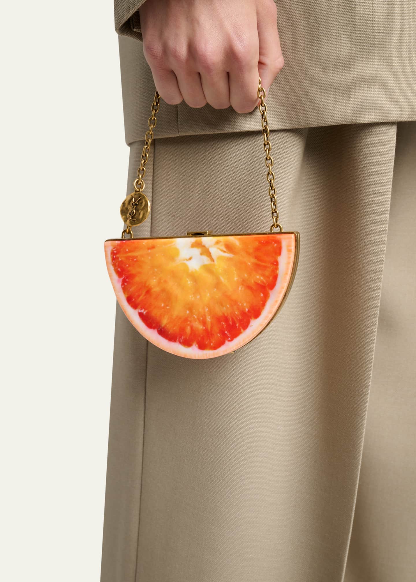 Saint Laurent Mini Orange Wedge Resin Clutch Bag - Bergdorf Goodman