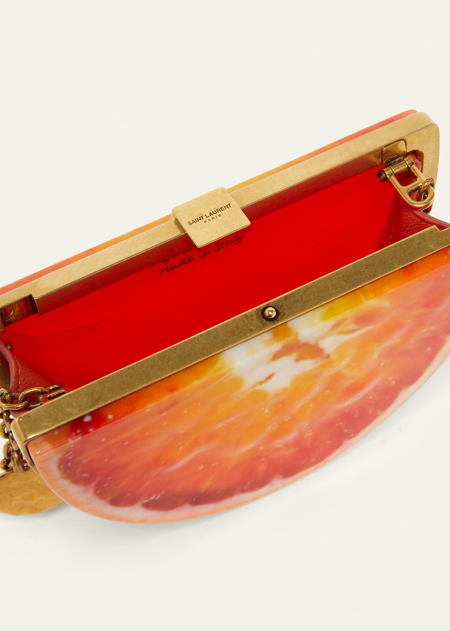 Saint Laurent Mini Orange Wedge Resin Clutch Bag - Bergdorf Goodman