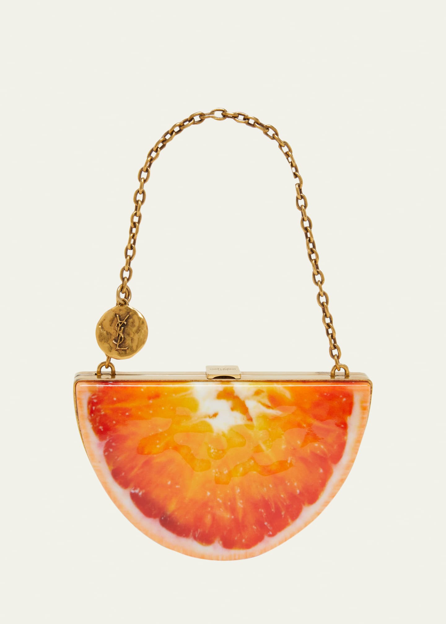Saint Laurent Mini Orange Wedge Resin Clutch Bag - Bergdorf Goodman